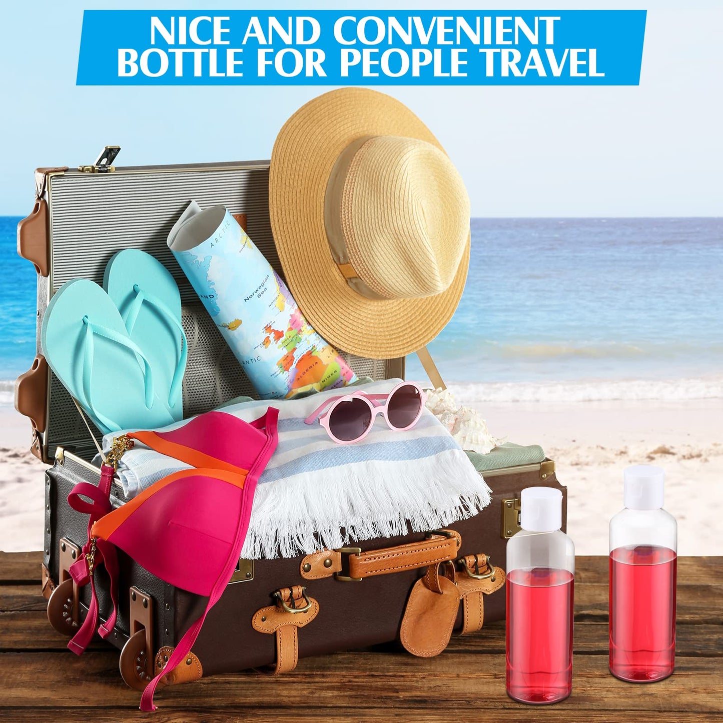 100 Pcs 3.4oz Small Travel Bottles Plastic Empty Squeeze Bottle Clear Refillable Shampoo Container with 5 Funnel for Liquids Cream Cosmetic Toiletries