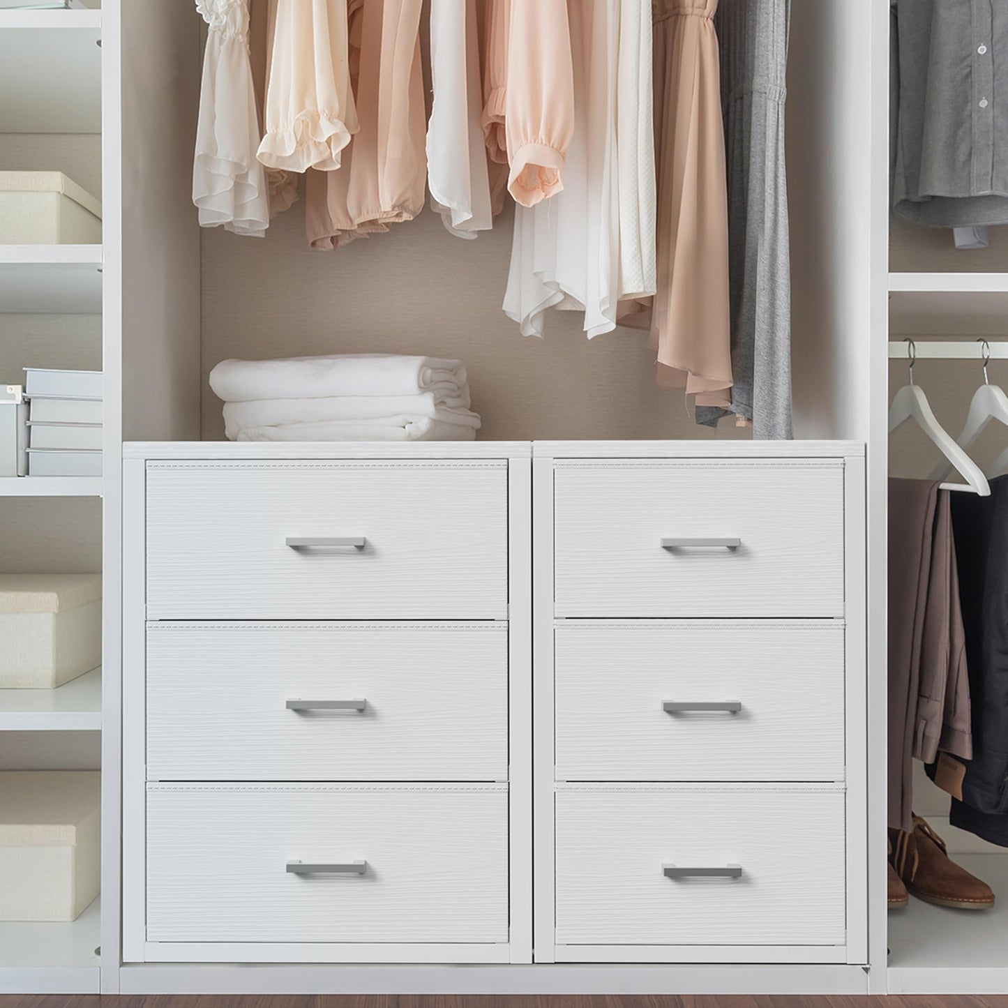 BOLUO Closet Drawers White Fabric 3 Drawer Small Dresser for Closet Organizers and Storage Bedroom Dorm Modern