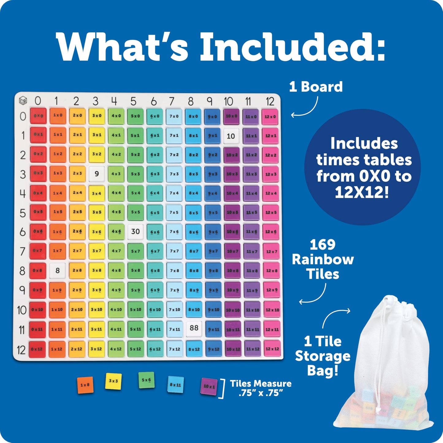 Learning Resources - Rainbow Multiplication Board, Times Table Chart Manipulative, Montessori Learning & Homeschool Toys, Educational Classroom Game, Teacher Must Haves, Elementary Math Practice