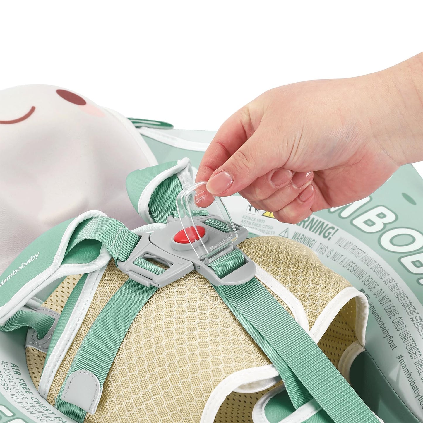 Mambobaby Float Non-Inflatable Baby Swimming Pool Float with Exclusive Patent - Skin Friendly Trainer for Infants & Toddlers-Green