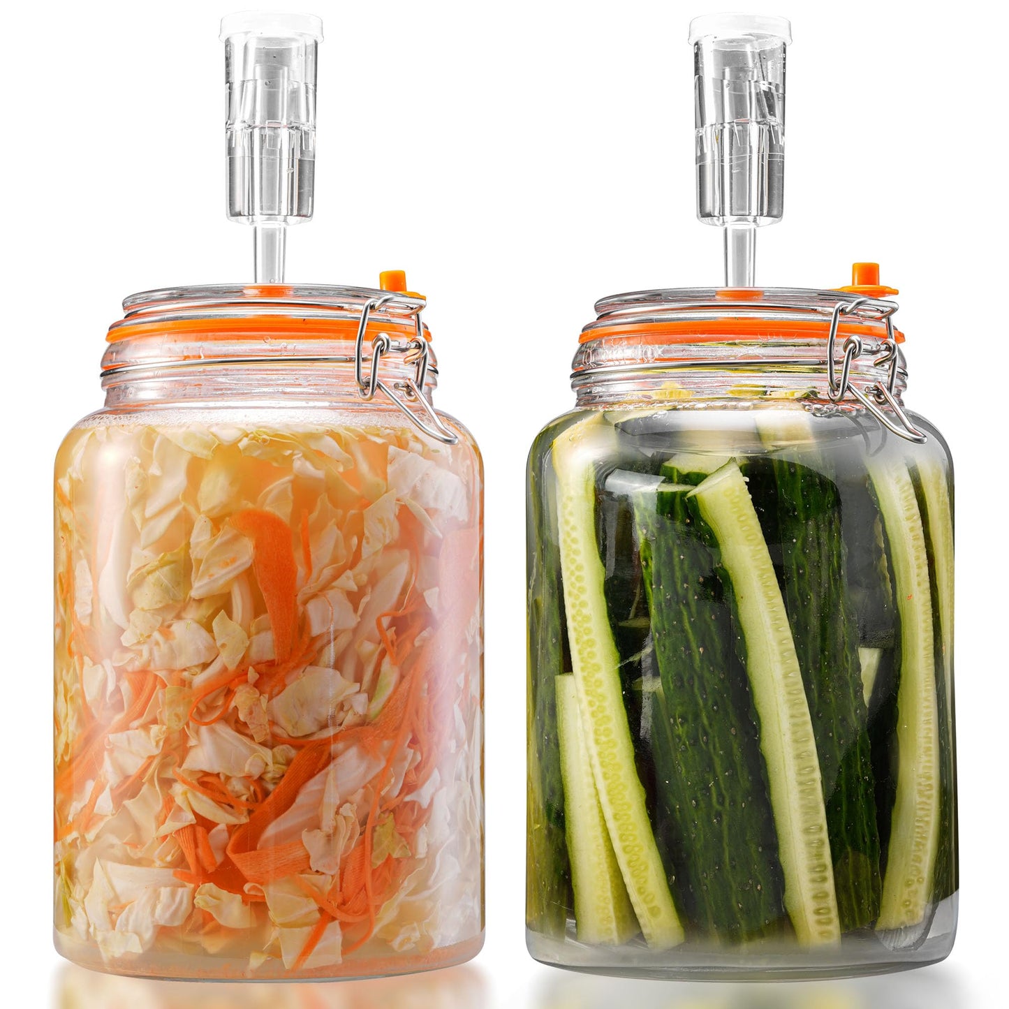 YARWELL 1 Gallon Fermentation Jars with Airlocks, Fermenting Kit for Sauerkraut, Kimchi, Kombucha and Pickles, 2 Pack