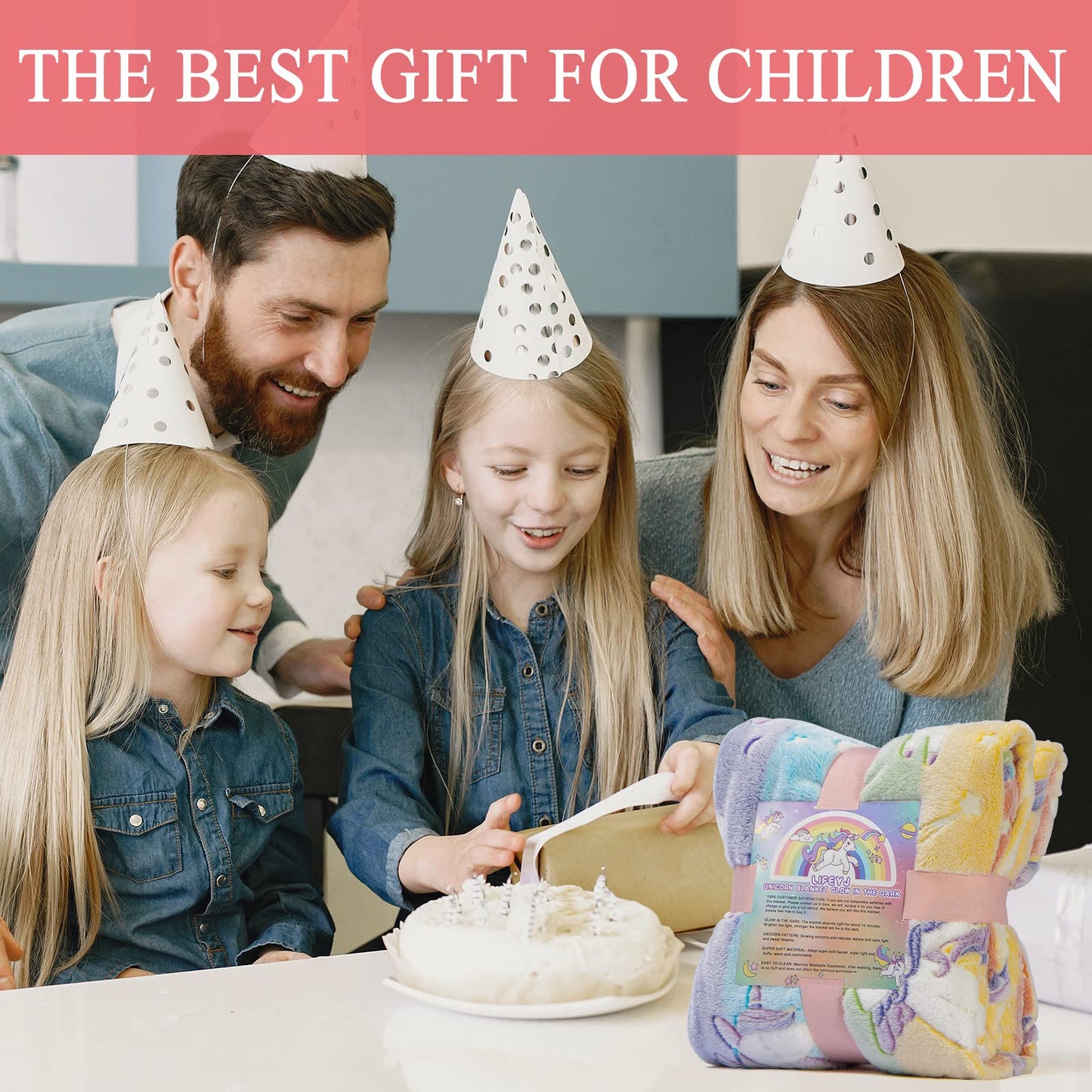 LIFEYJ Glow in The Dark Blanket Unicorns Gifts for Girls, Soft Blanket 3 4 5 6 7 8 9 10 Year Old Girl Gifts, Toddler Girls Toys Age 6-8, Easter Gifts for Kids Birthday Gifts Presents, 50"x60"