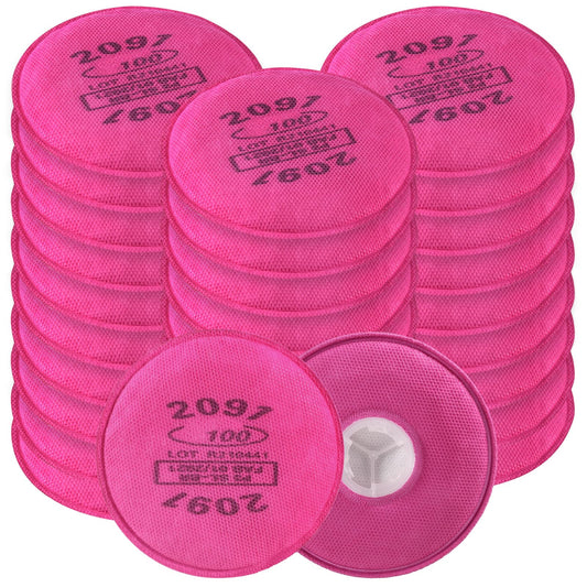 (15 Pairs)2091 Particulate Filter for Respirator,Respirator Filters/Cartridges,Compatible with 6000,7000,FF-400 Respirator mask,Suitable for Filtering Solid Particulate Matter,Dust,Asbestos etc. Pink