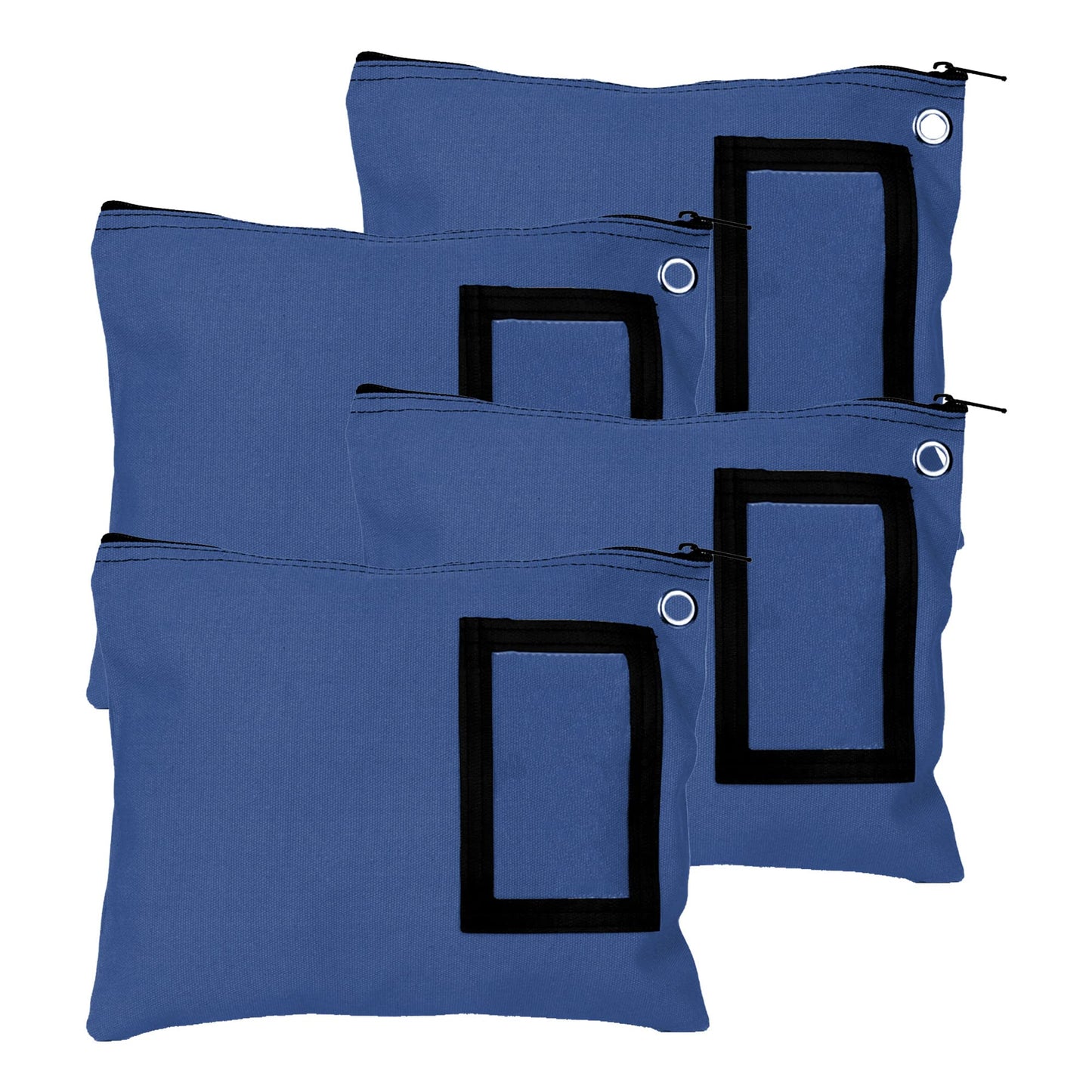 BankSupplies Canvas Zipper Bags 12 by 9 Set of 4 Large Storage Bags with Grommet for Zip Tie and Padlock 5 by 3 Framed Cardholder Zipper Closure Bank Bags