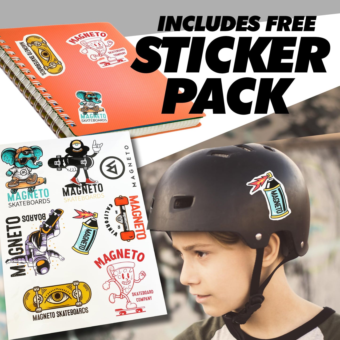 Magneto Kids Complete Skateboard for Girls - 27.5" x 7.75", Ice Cream Maple Deck - Double Kick Concave & 80-Grit Grip Tape, 51mm 95A Wheels & ABEC-5 Bearings, 5" Aluminum Trucks - Beginner Skateboard