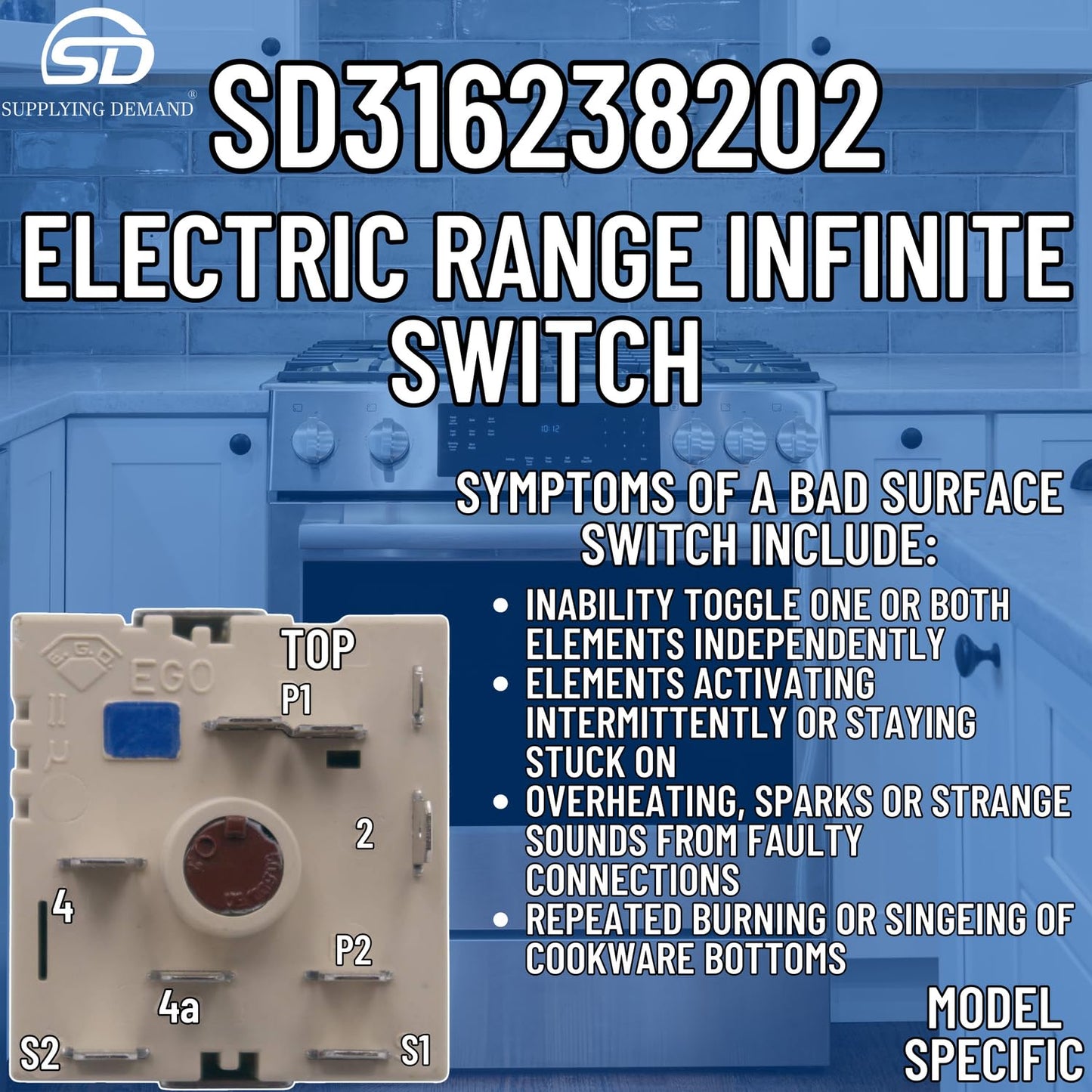 Supplying Demand 316238202 4838969 Electric Range Infinite Switch Replacement Model Specific Not Universal