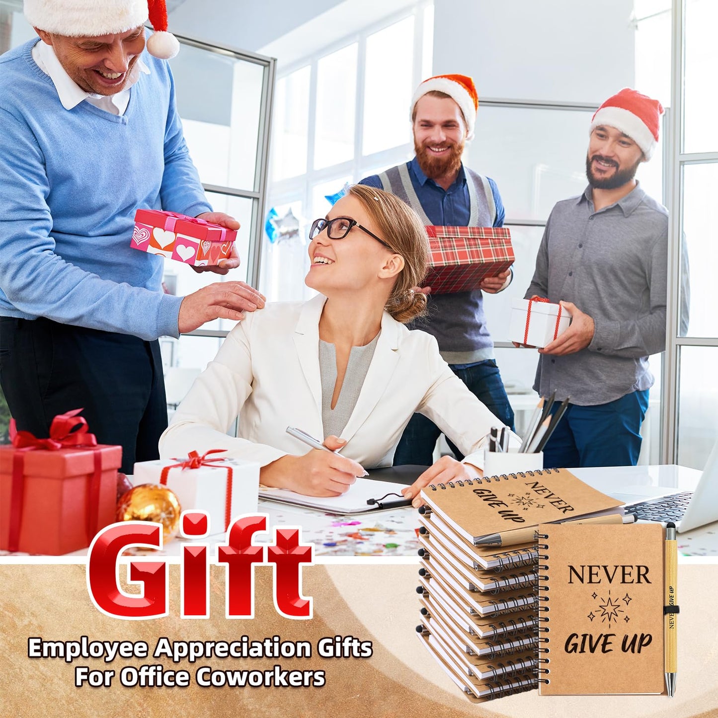 80Pcs/40 Sets Employee Appreciation Gifts Bulk, 40 Inspirational Notebooks & 40 Motivational Pens for Coworker Gifts, Teacher, Team Building, Nurse, Volunteer, DSP, Housekeeping, EVS Staff Office Gift