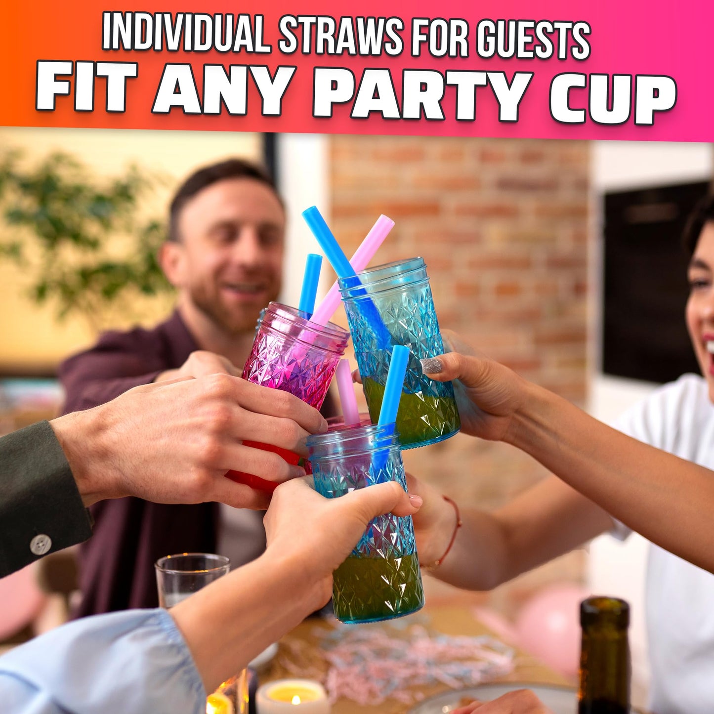 300 Pcs Boba Straws Individually Wrapped - 9.25"x0.4" Wide & Sturdy Jumbo Straws for Smoothies, Iced Coffee, Milkshakes & Bubble Tea - Disposable Boba Straw with Angled Tips, Cut-to-Fit Tall Tumblers