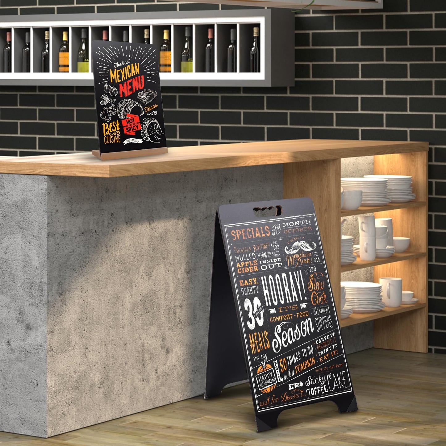 BIHAIT 16x32 Double-Sided A-Frame Chalkboard Sign with 8x12 Chalkboard, Liquid & Solid Chalk Markers, Wedding & Event Signage