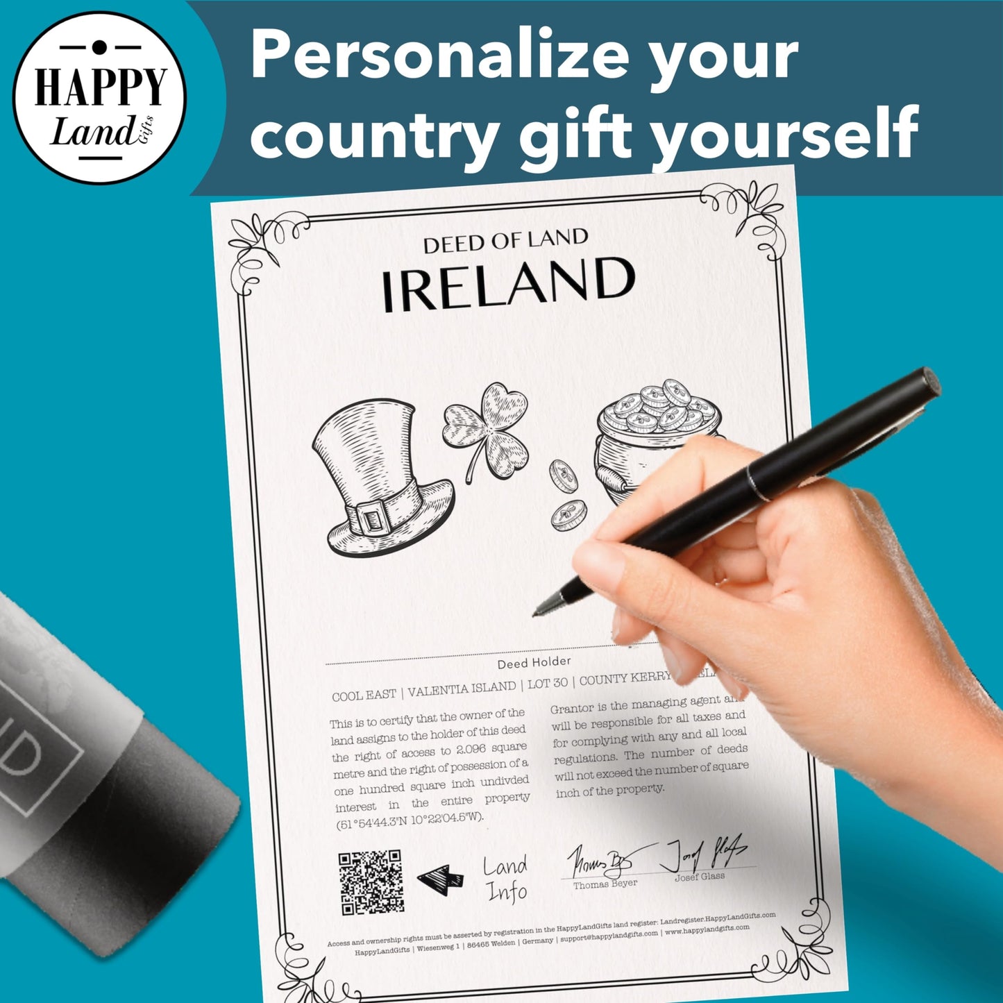 Irish Gifts for Men and Women | Real Piece of Ireland | Unusual Ireland Gifts | Blank Certificate to Write in The Name of Your Choice | Gifts of Ireland | Irish Christmas Gift
