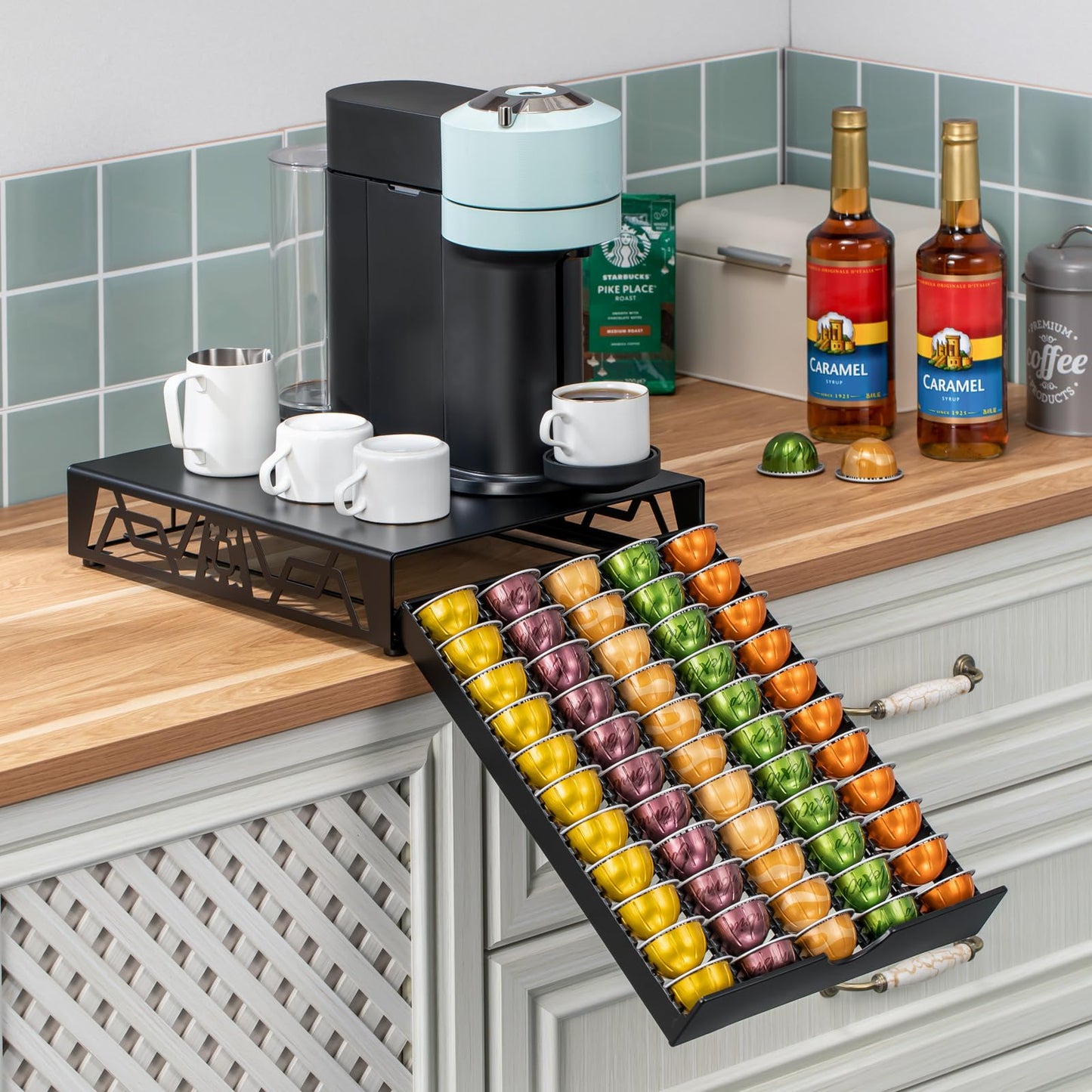 Rice rat Nespresso Pod Holder Pod Drawer Cabinet Pod Storage Rack For Counter,(50 Pods)