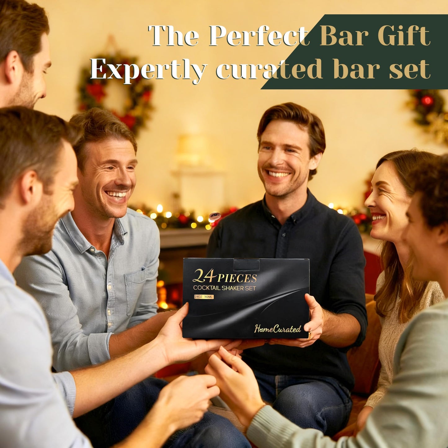 Cocktail Shaker Set,24-Piece Bartender Kit – Complete Bartending Kit Bar Set with Stand,Drink Shaker & Mixer – Perfect Bar Accessories for Home Bar Set,Housewarming Gifts for Men & Women,Silver