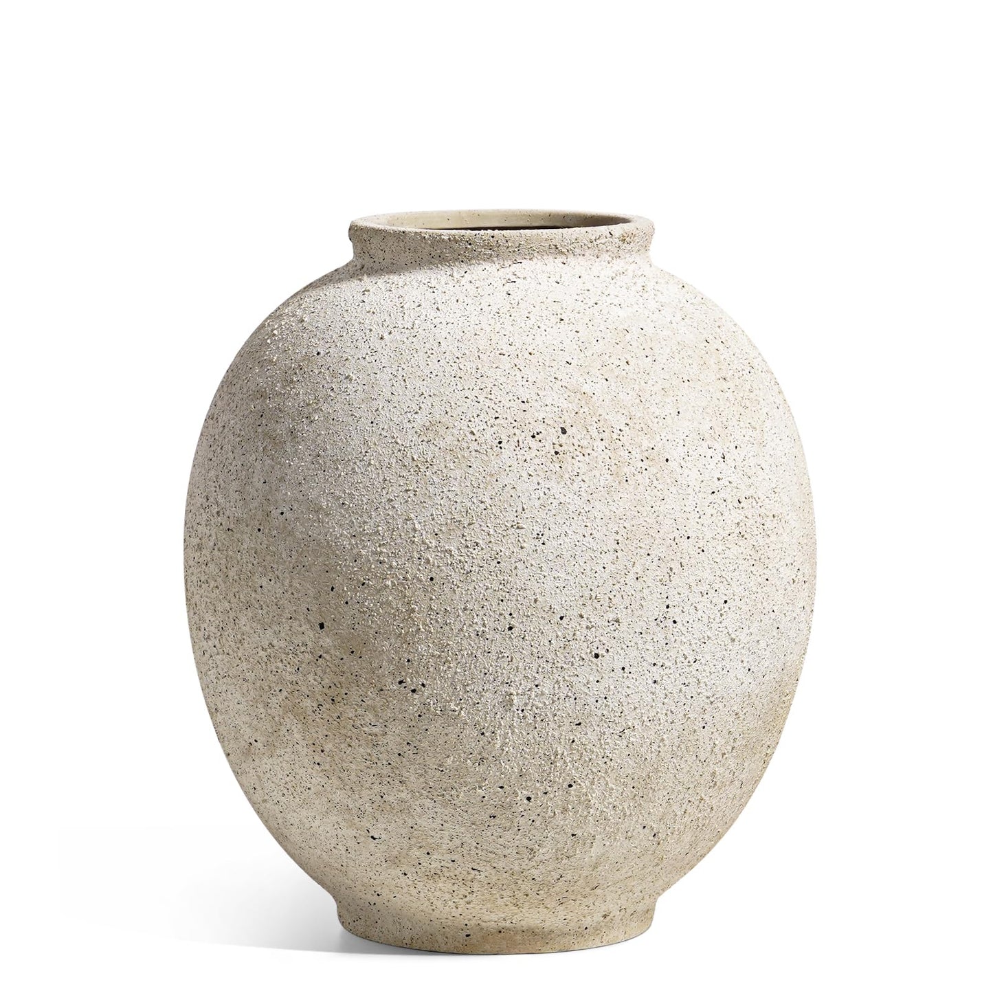 Large White Ceramic Vase - 9.8 Inch Rustic Farmhouse Flower Vase for Home Decor, Minimalist Tall Vases for Living Room, Table, Bathroom, Holiday & Weddings (Sandstone Yellow)