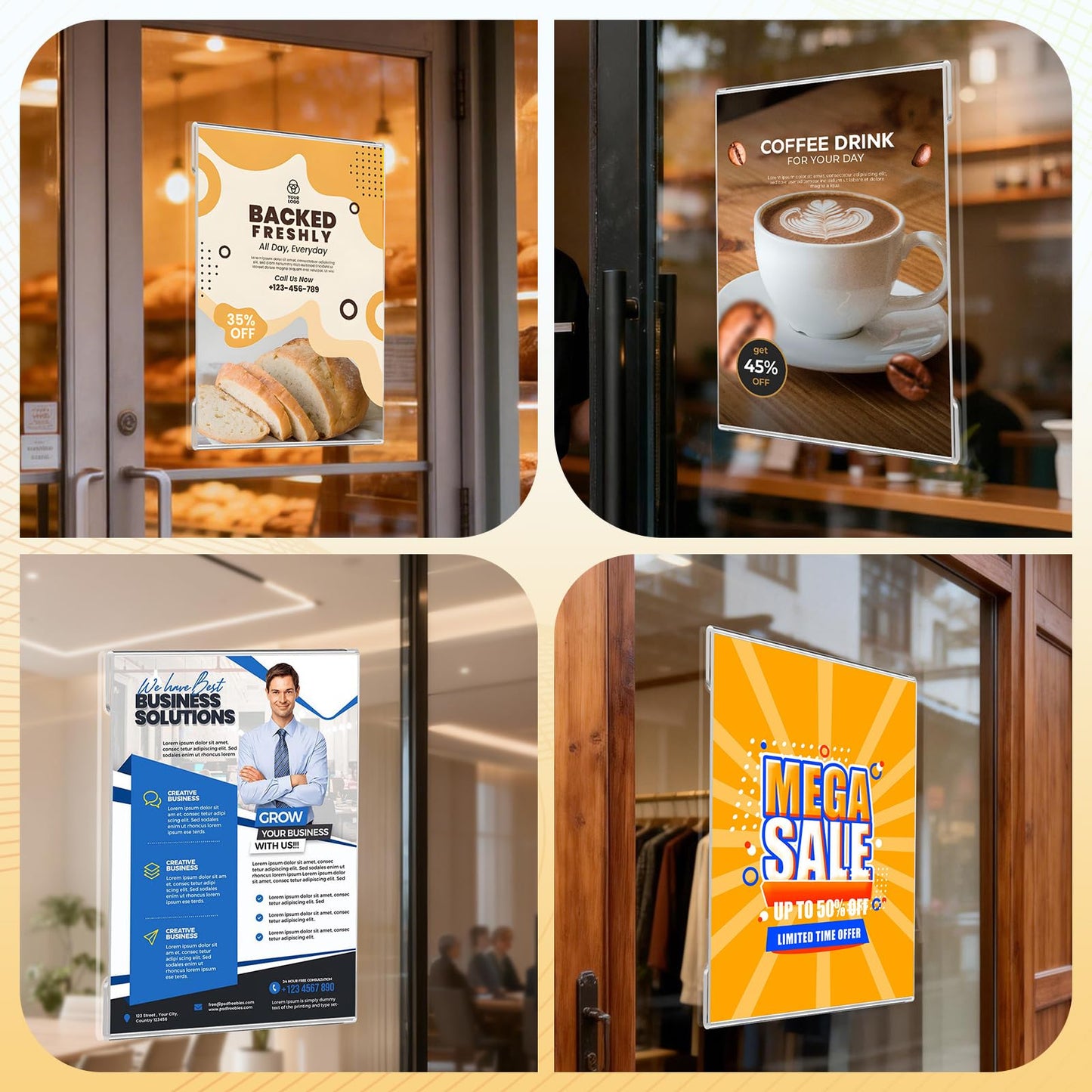 20 Pack Acrylic Sign Holder 8.5 x 11 Wall Mount, Clear Wall Signs Photo Menu Flyer Display Holders, Plastic Paper Picture Acrylic Frames for Office Home Restaurant Business Store (with Adhesive Tape)