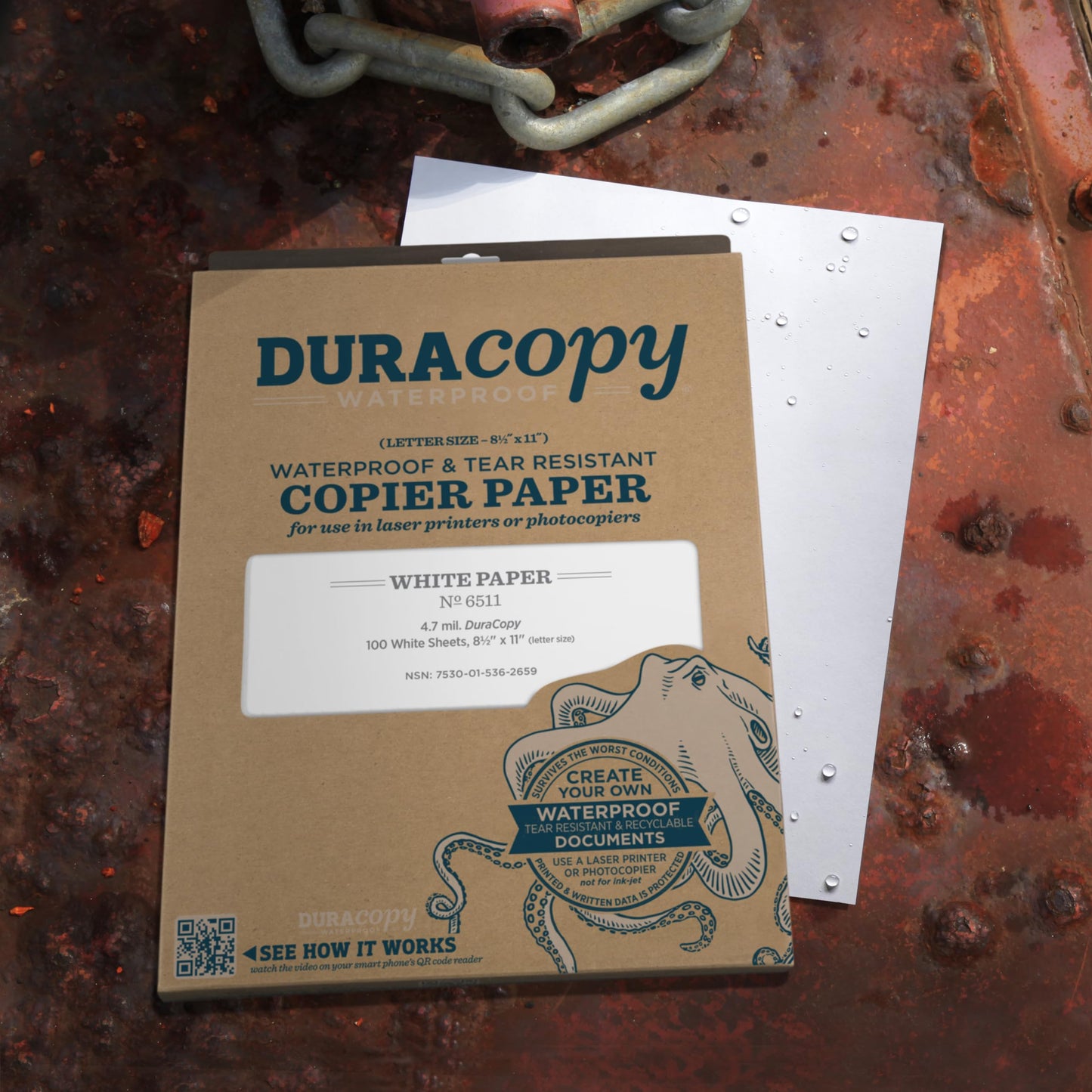 Rite in the Rain Waterproof Copier Paper (DURACOPY), 8.5" x 11", White, 25 Synthetic Sheet Pack (No. 6511-25)