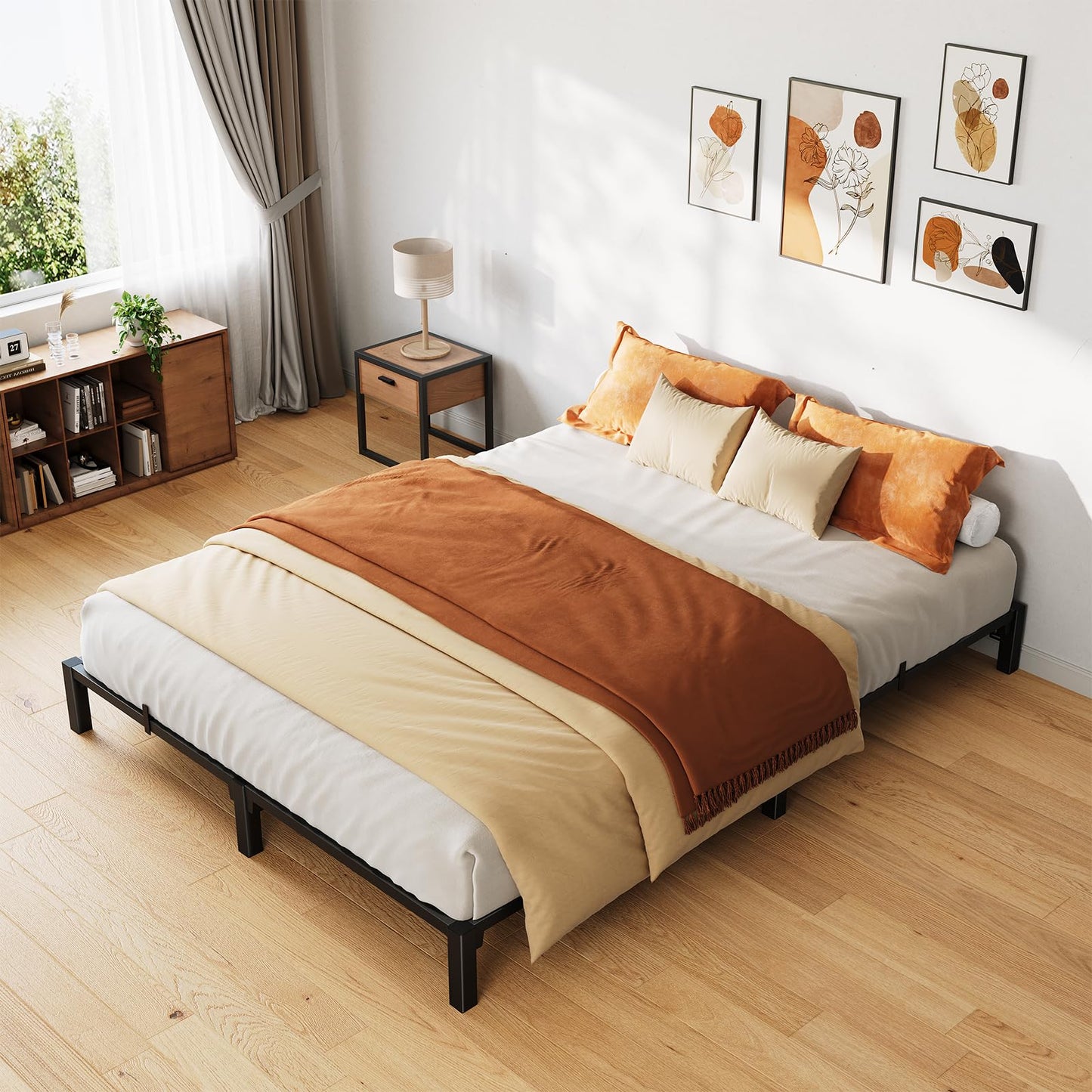 ActiveTrail Metal Bed Frame Queen Size 8 inch Platform Bed Frame, Strong Steel Slats, Bedroom Bed Base for Apartment and Home Use