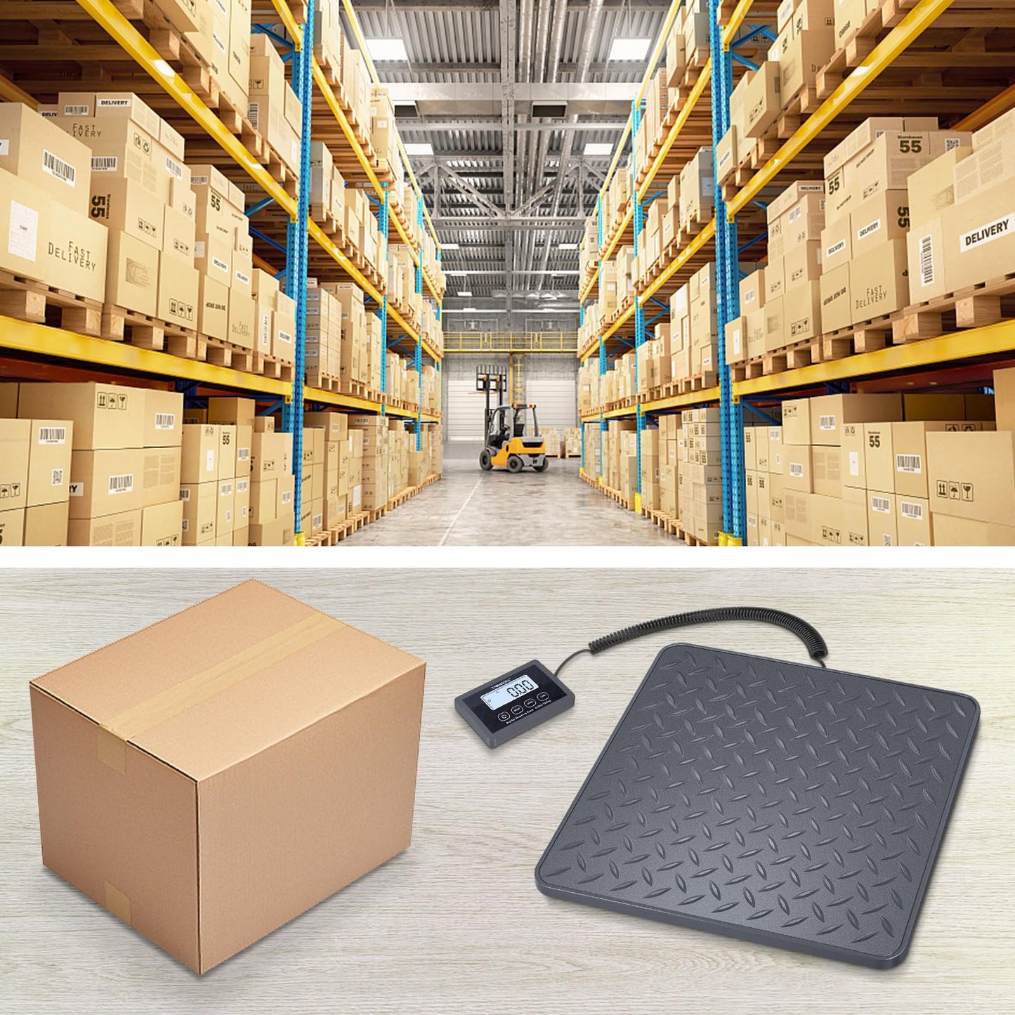 THINKSCALE Shipping Postal Scale with Integrated One-Piece Platform, 10g High Accuracy 440lb Capacity for Packages, Small Business & Warehouse, Battery & AC Adapter Included