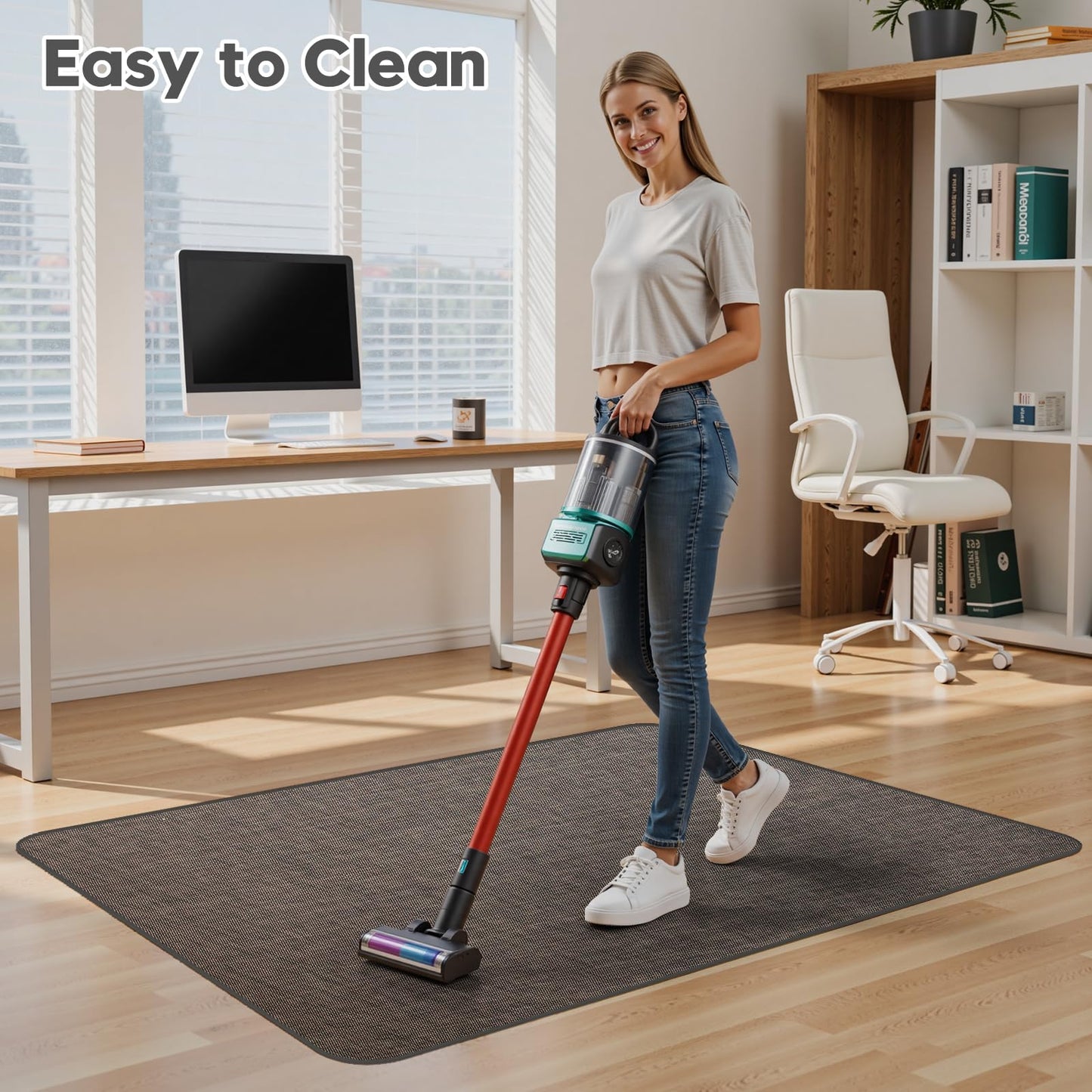 Sycoodeal Office Chair Mat for Hardwood & Tile Floor,Computer Gaming Chair Mat for Rolling Chairs Non-Curve, Anti-Slip, Heavy Duty Floor Protector for Home Office,Dark Coffee (48" x 55")
