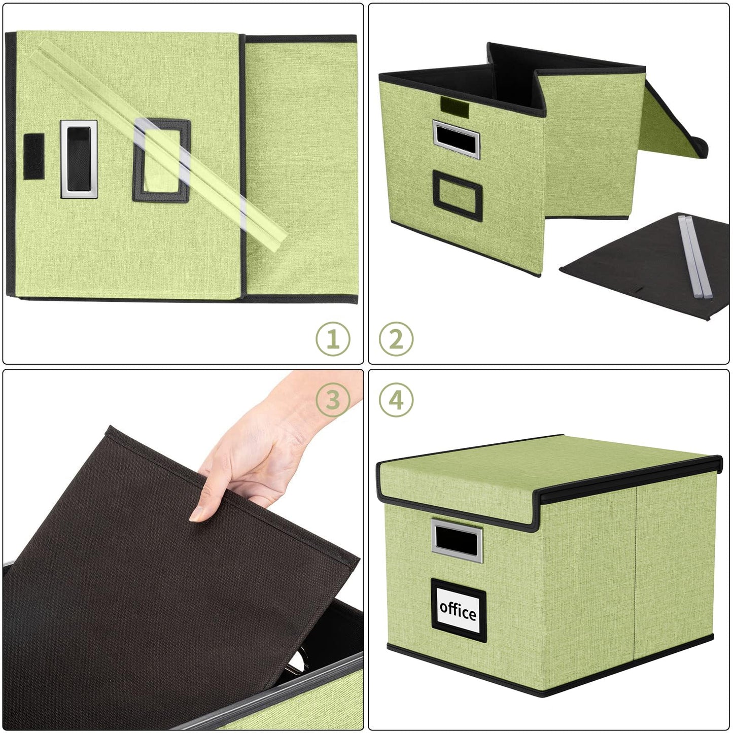 Huolewa File Organizer Boxes with Lids, Linen Hanging Filing & Storage Box with Plastic Slide for Office/Decor/Home, Universal Hanging Filing Organization Box for Letter/Legal Folder
