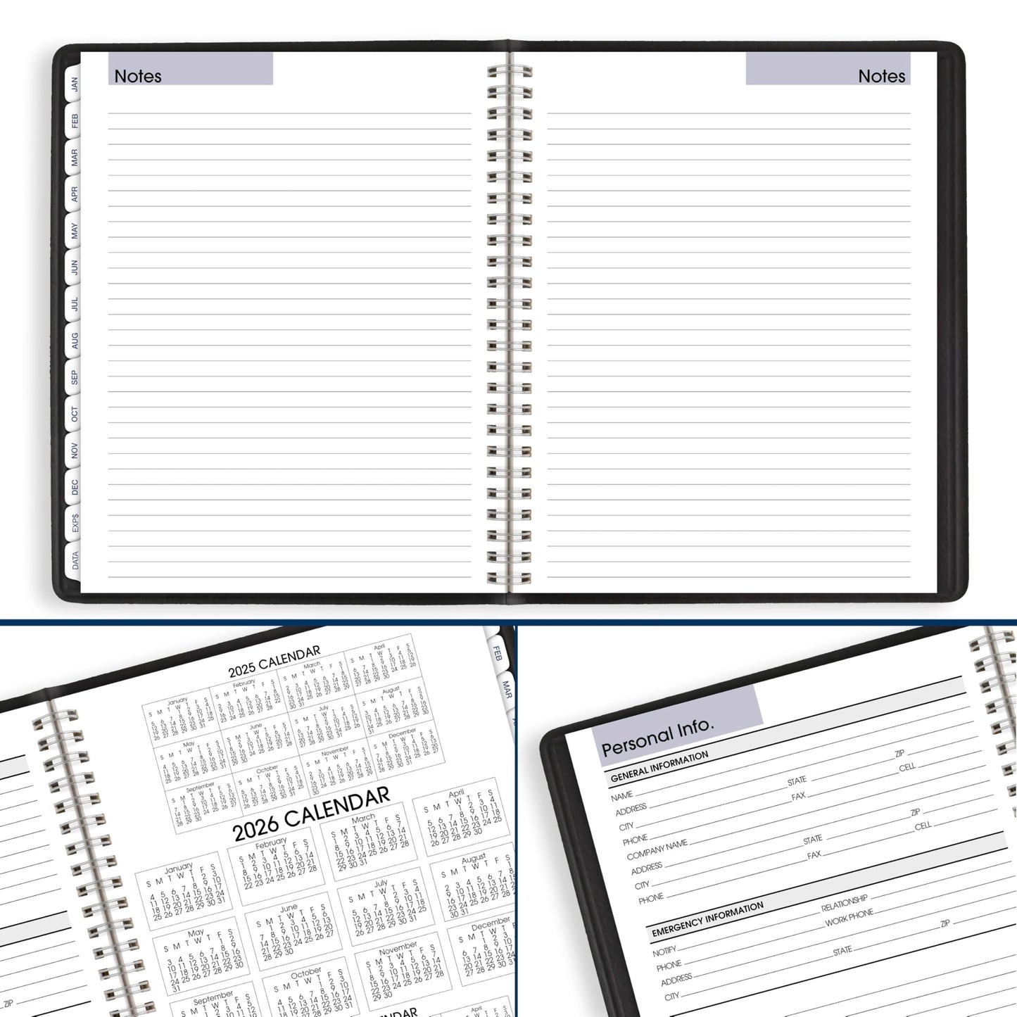 AT-A-GLANCE 2026 Planner, Weekly & Monthly, 7" x 8.75", Medium, Refillable, Executive, DayMinder, Black (G5450026)