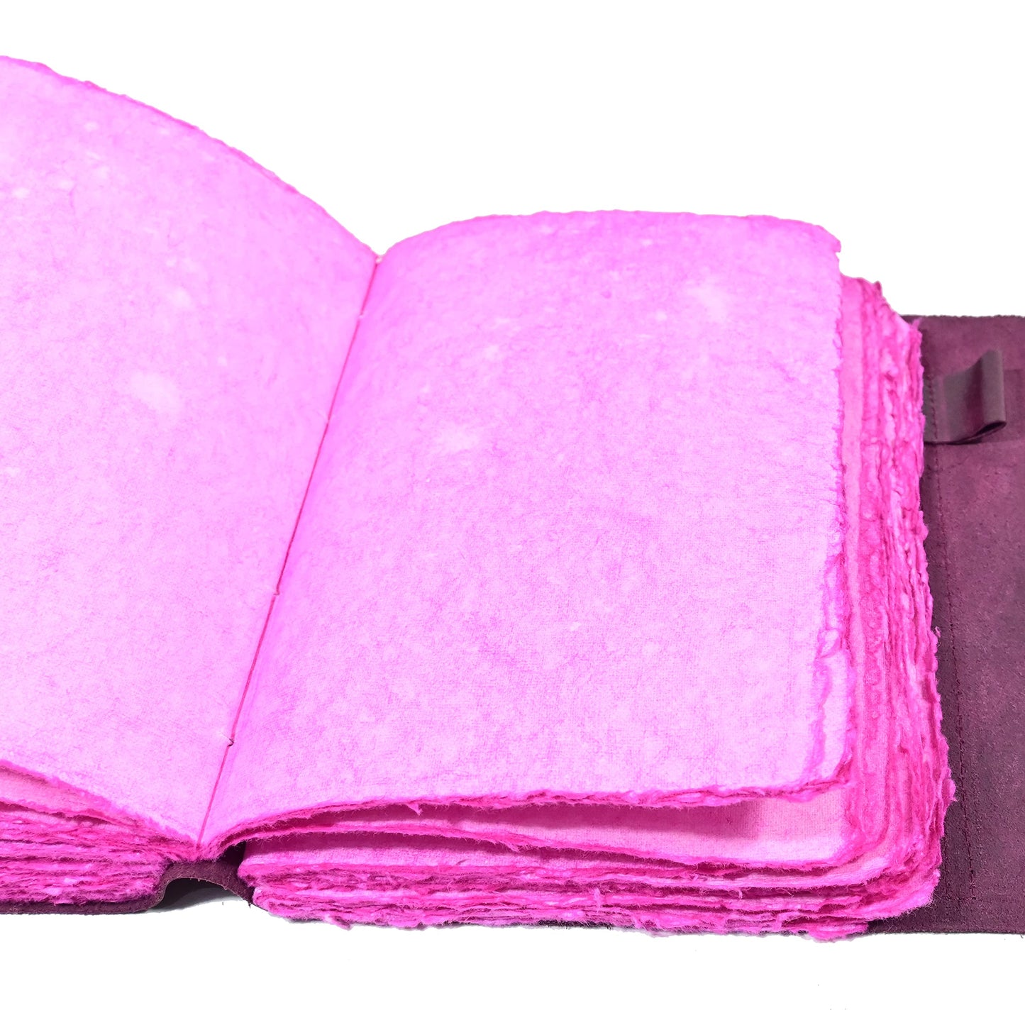 Vintage Purple Leather Journal - 200 Pages Pink Deckle Edge Rustic Paper - Unlined Pages Book of Shadows, Grimoire, Junk Scrapbook, Fantasy Medieval Gifts, Sketchbook (Mystical Purple, 9"x6")