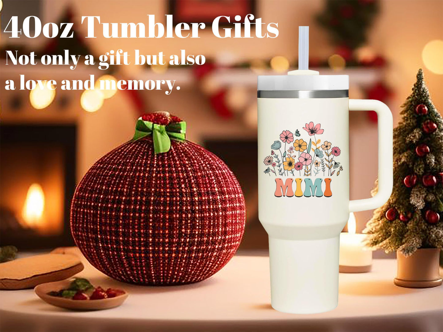 40 oz Tumbler with Handle for Mimi.Mothers Day Tumbler Gifts for Mimi.Birthday Anniversary Christmas Mimi Gift.Mimi Cup Mimi Tumblers from Grandchildren.