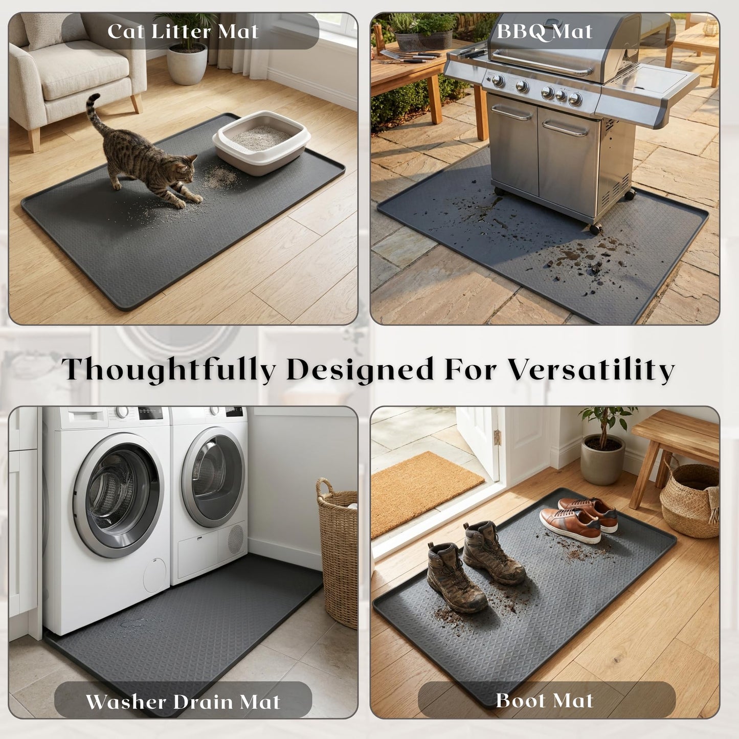 Dionikos 54" x 27.5" Silicone Washer Dryer Countertop Mat with 2 Laundry Bags – Non-Slip, Waterproof, Dustproof Cover for Laundry Room Organization & Surface Protection (Grey, Extra Large)