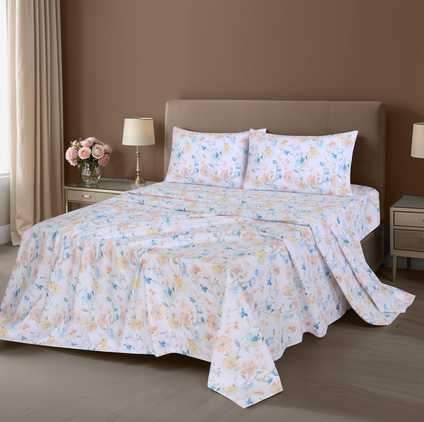 ZOYER 100% Cotton Percale Sheets Queen – Cooling Breathable Bed Sheets for Hot Sleepers, Crisp Hotel Style Bedding, Deep Pocket 16”, Lightweight Soft Durable 4 Pcs Sheet Set, Summer Spring