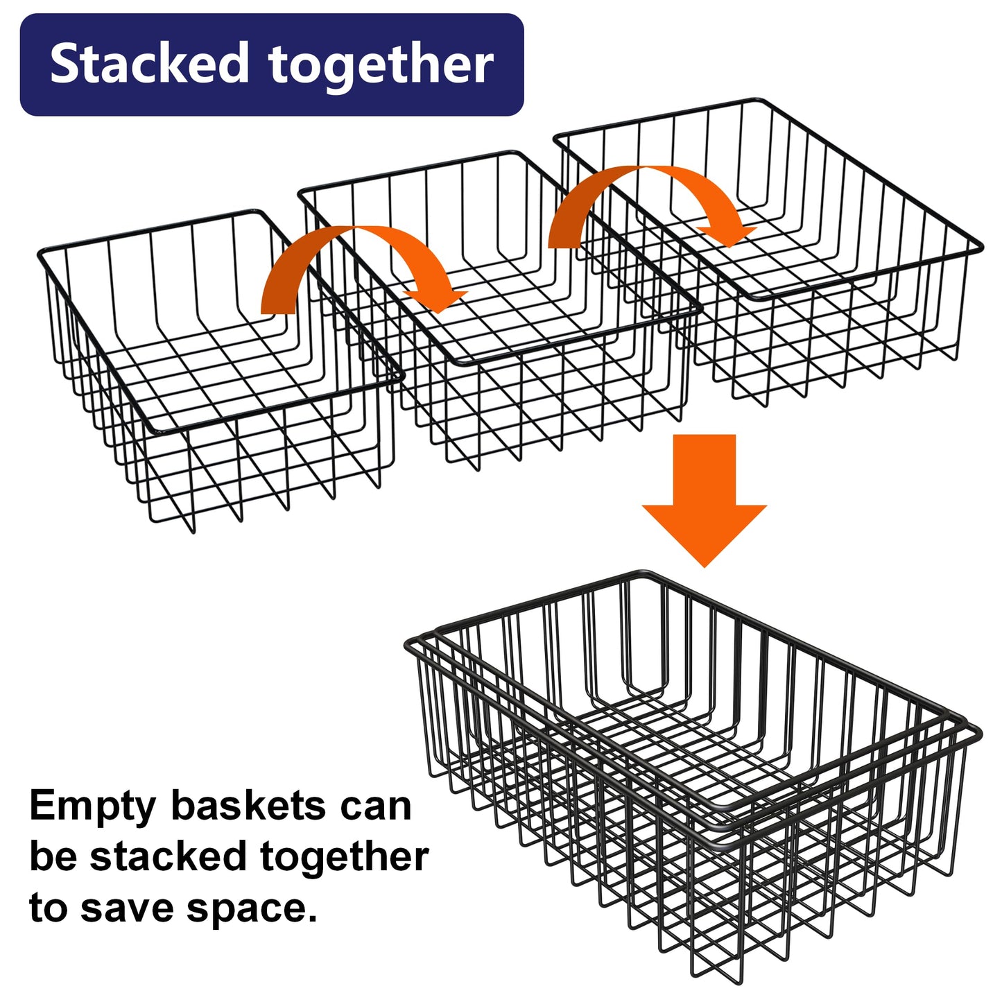 Joben Oligey 12 PACK (3 Szie) Small Wire Storage Baskets for Organizing,Pantry Organization Bins for Cabinets, Metal Basket for Kitchen, Bathroom Organizer (Black)