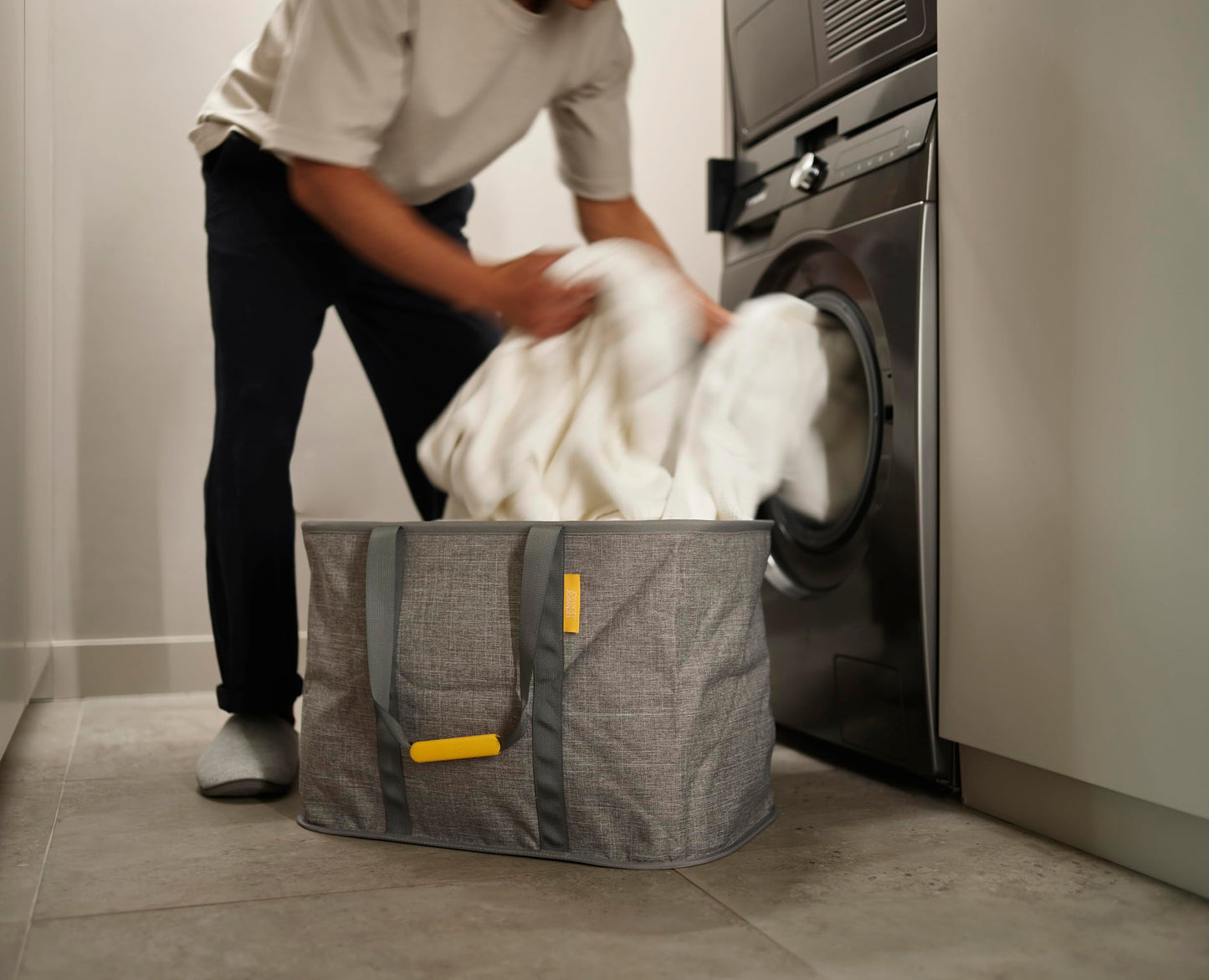 Joseph Joseph Hold-All Max Collapsible 55L/14.5 Gallon Washing Laundry Basket Bag, Durable Fabric, Moisture Resistant, Grey