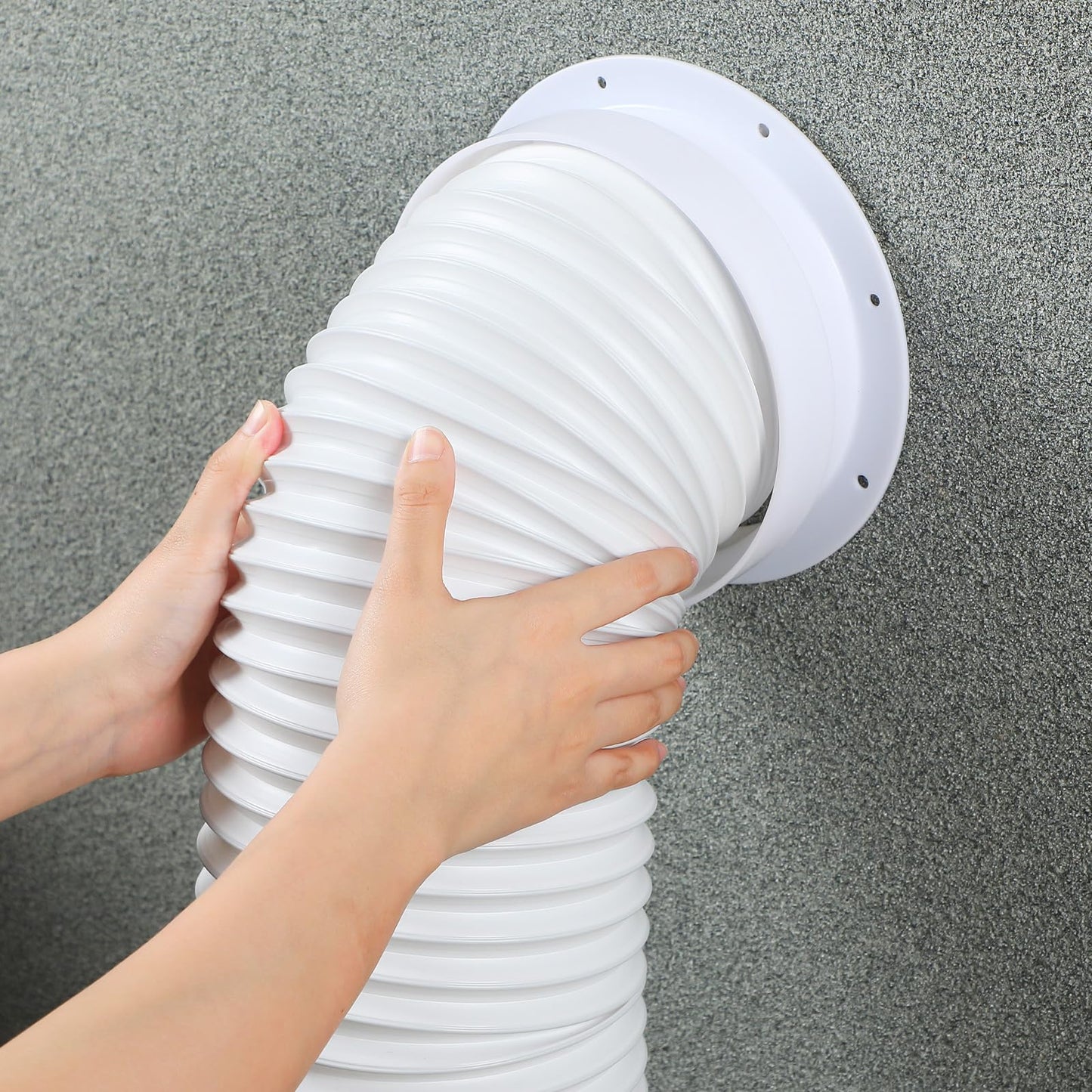 Pushglossy Portable AC Vent Two Size Wall Mount Connector with Hose Ac Exhaust Hose Coupler for 6 and 6.5 Inches Tube with 5.9 Inch Diameter Tube, Cover and Screws Included(59'' Long5.9'' Wide)