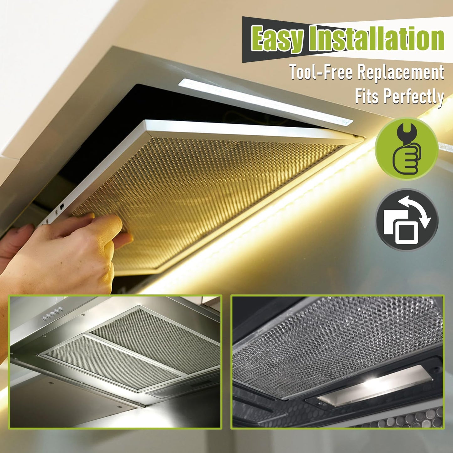 W11177751 W10419114 Aluminum Range Hood Filter (11-1/2" x 17-1/4" x 3/8") Compatible with Whirlpool UTX5230BDS0 UXT5230BDS1,etc Replace W10834041-2 Pack