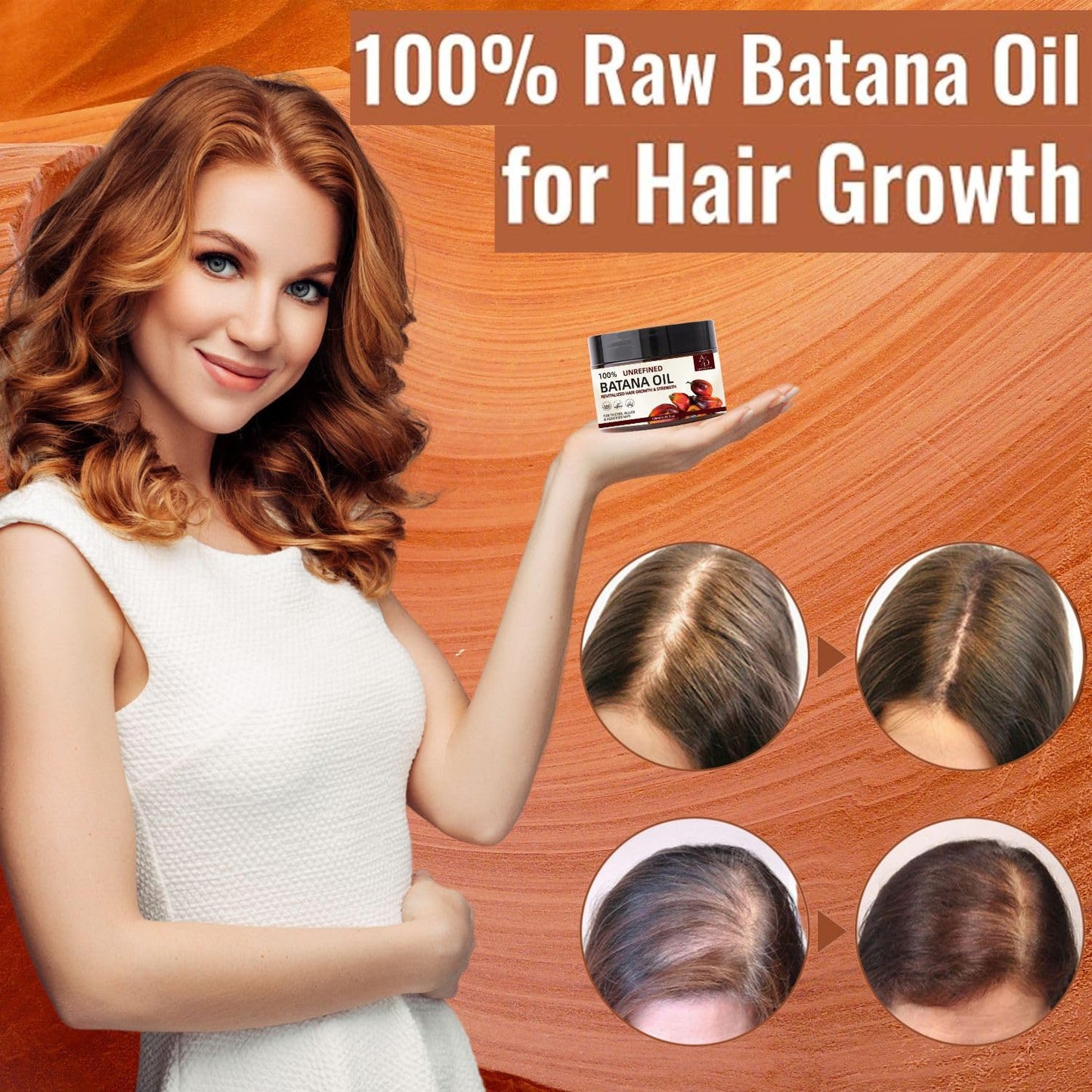 100% Unrefined Raw Batana Oil for Hair Growth Dr. Sebi Organic Pure from Honduras with Keratin, Coffee Extract & Other Ingredients to Enhance Efficacy for Thicker, Strength (Botana Oil)