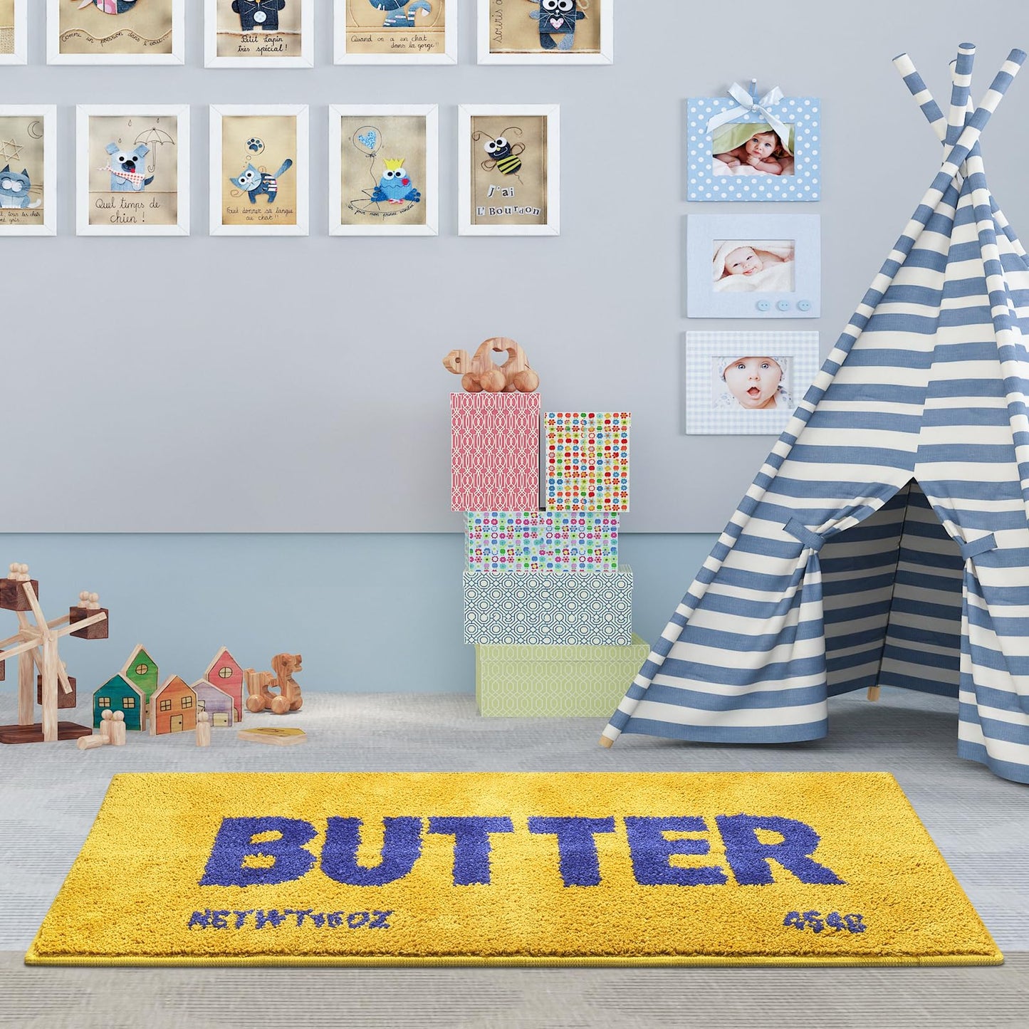 Butter Rug - Bright Yellow Plush Shaggy Non Slip Runner Kitchen Mat and Ultra Soft Accent Rug for Living Room Bedroom or Entryway - 47"x20" Fluffy Indoor Carpet