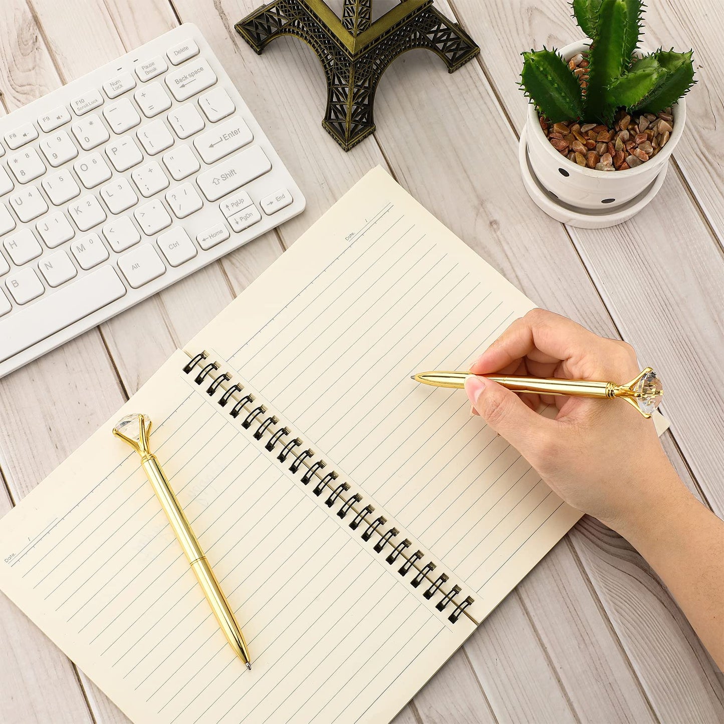 100 Pcs Diamond Pens Crystal Diamond Ballpoint Pen Fancy Cute Pens for Women Bling Metal Ballpoint Pen with Black Ink Office School Supplies, Wedding Bridal Shower Gift (Gold)