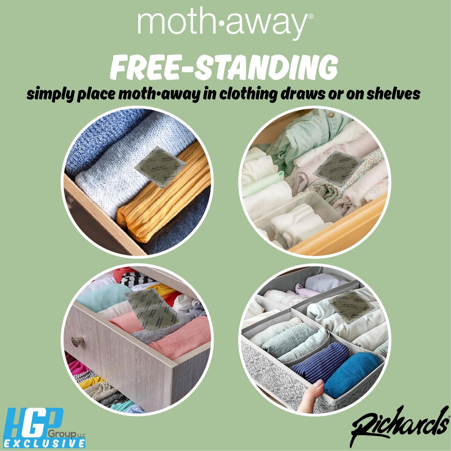 Richards Homewares Moth Away Sachets – 72-Pack Value Pack, Natural Herbal Moth Repellent, Non-Toxic & Chemical-Free, Fresh Scent for Closets, Drawers & Storage – Made in USA
