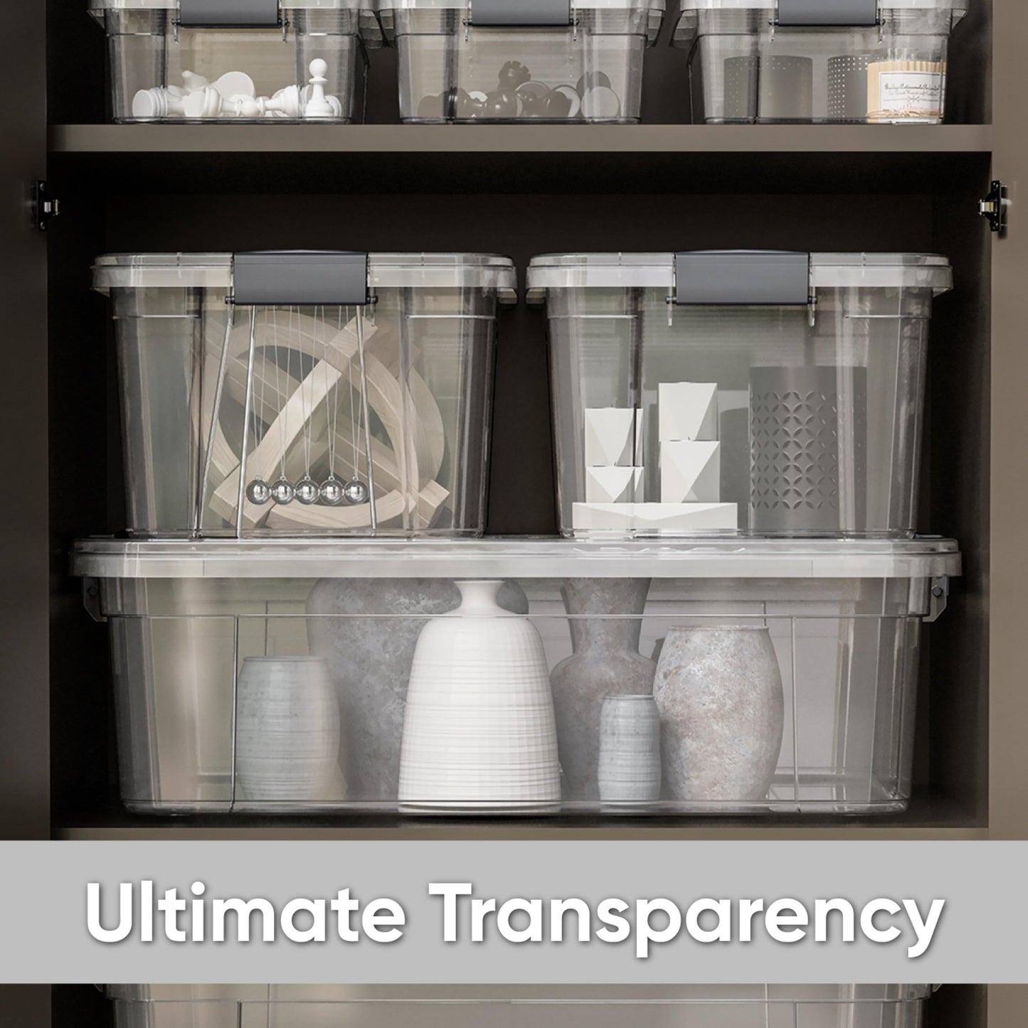 Superio Clear Storage Box with Lid, 13.7 Quart Plastic Container Bins for Organizing, Stackable Crates, BPA Free, Non Toxic, Odor Free, Organizers for Home, Office, School, and Dorm