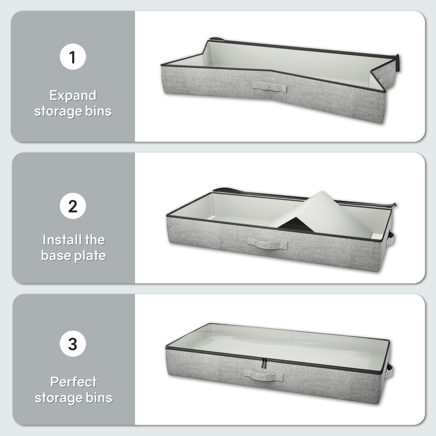 TidyCorner 2-Pack Under Bed Storage Containers, 4.5 Inches Tall Low Profile Underbed Clothes Storage Organizer Bin with Sturdy Sidewalls/Bottom, Underbed Storage Bins 2 Storage Thin Bins
