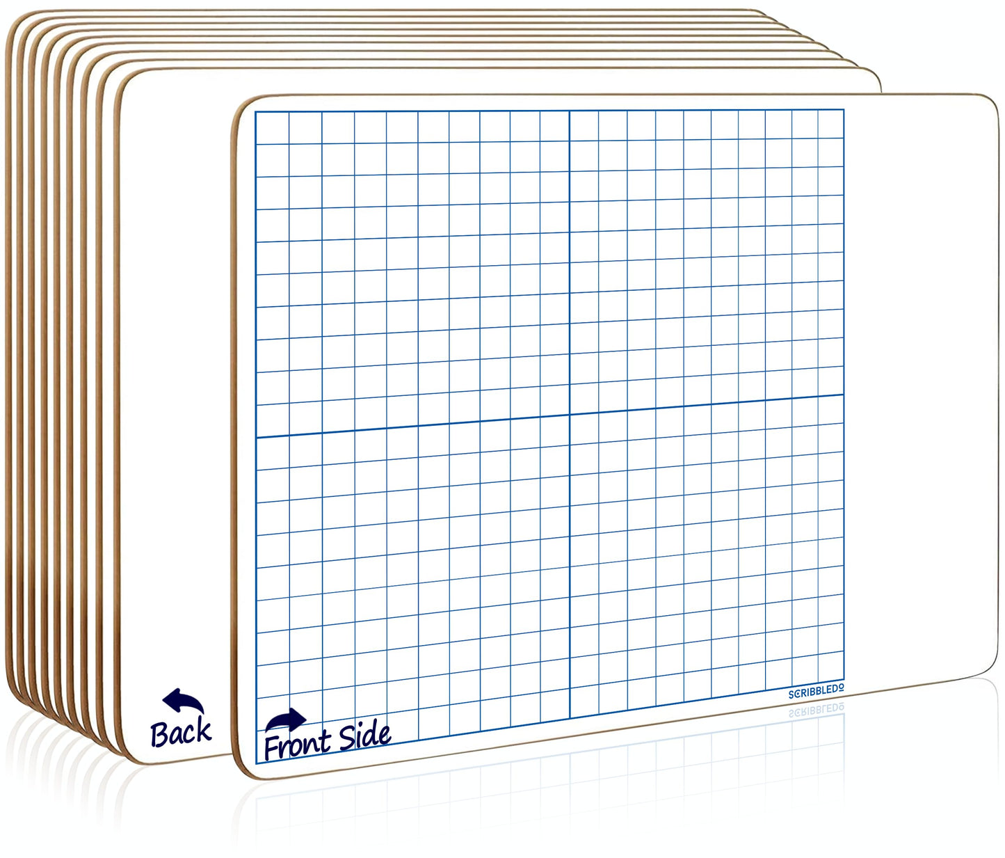 SCRIBBLEDO 10 Pack Dry Erase Graph Whiteboard 11"x14" Double Sided Dry Erase Board with Grid for Home School Classroom Kids and Students Portable Grid Board for Graphing and Geometry Coordinate Plane