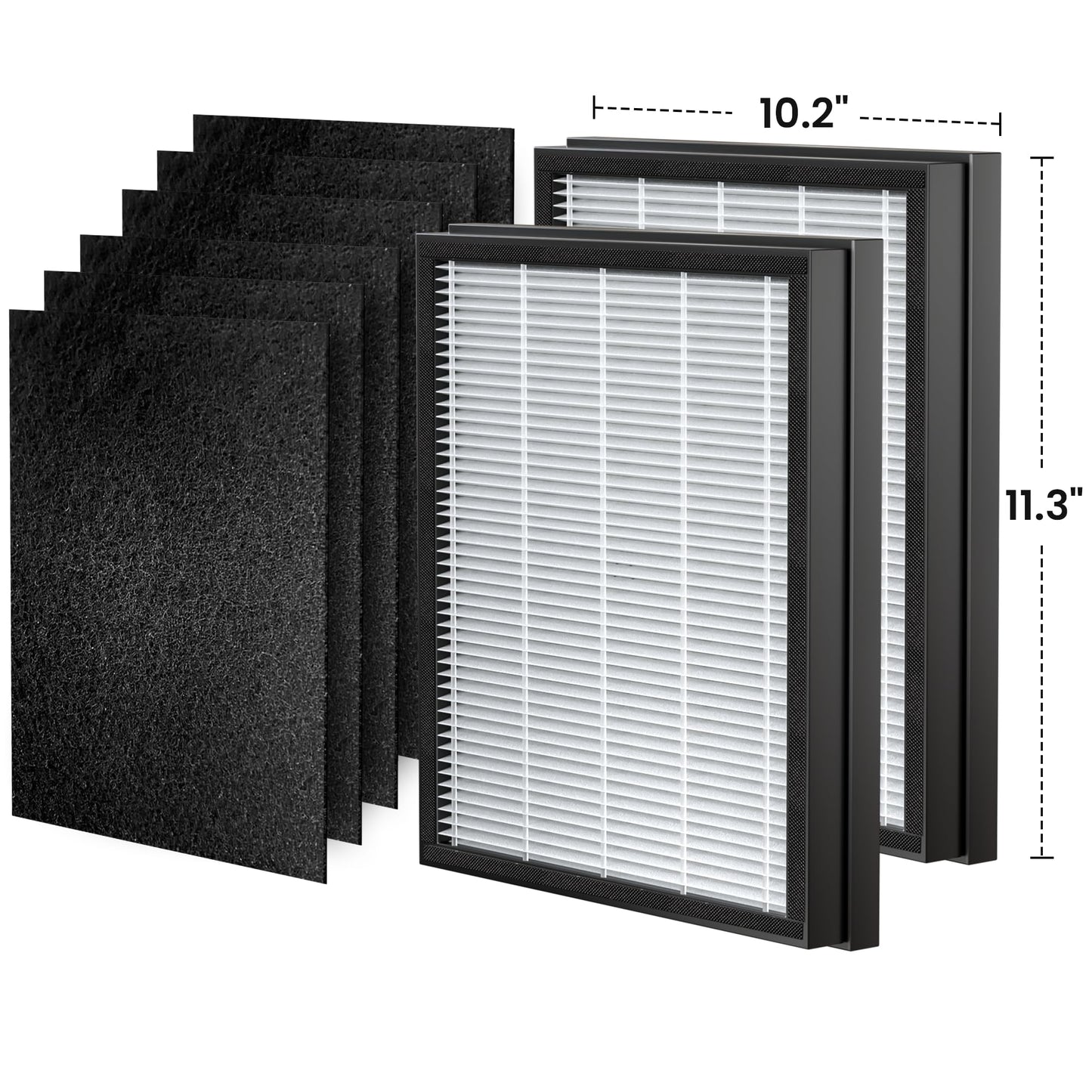HEAPETS P358 Replacement Filters for P358 Pet Air Purifier, 6 Pre-Filters and 2 HEPA Composite Filters, Genuine Version, PJ358-2LX6JDM