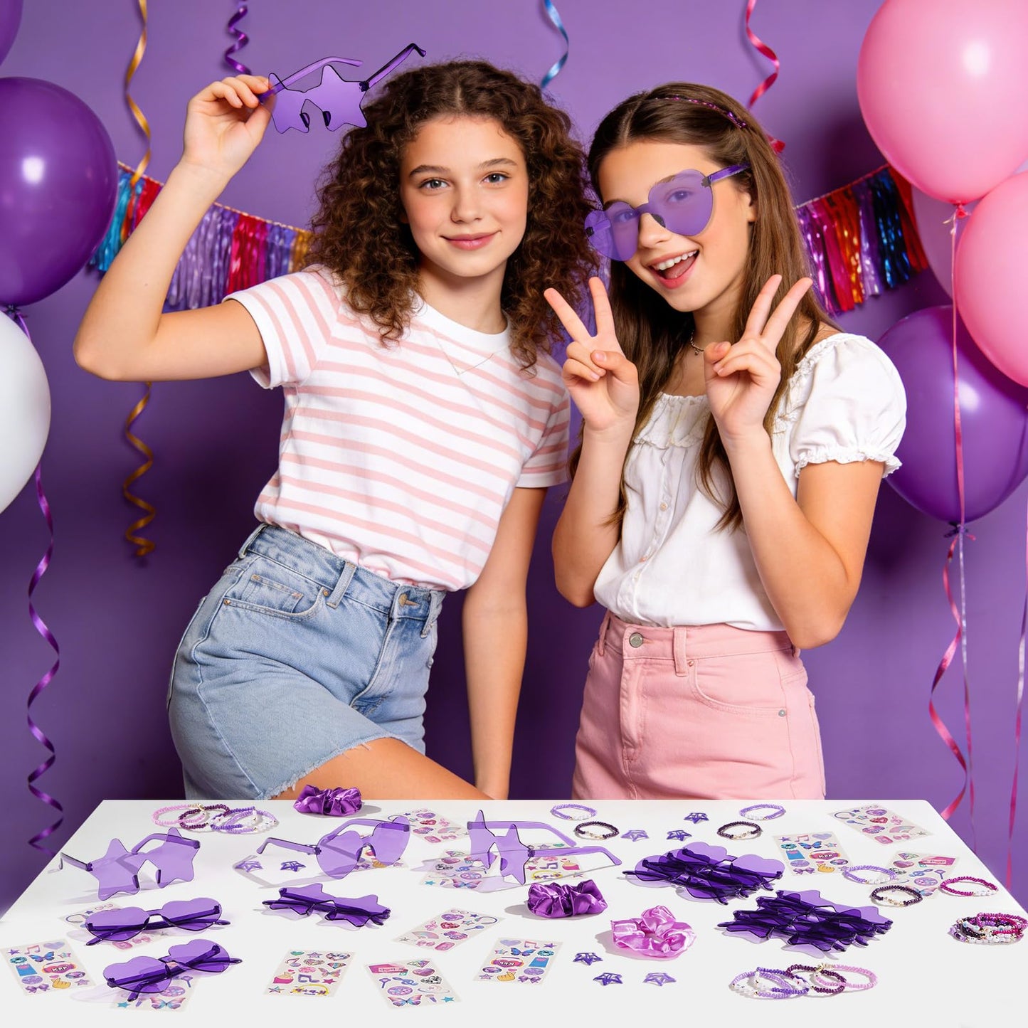 Vanblue 100 Pcs Kpop Party favors Popular Singer Party Friendship Gifts Set Birthday Decorations Supplies, Star Sunglasses Goodie Bag Stuffers Gift for Girl Women 80s Y2K Kpop Disco Fans