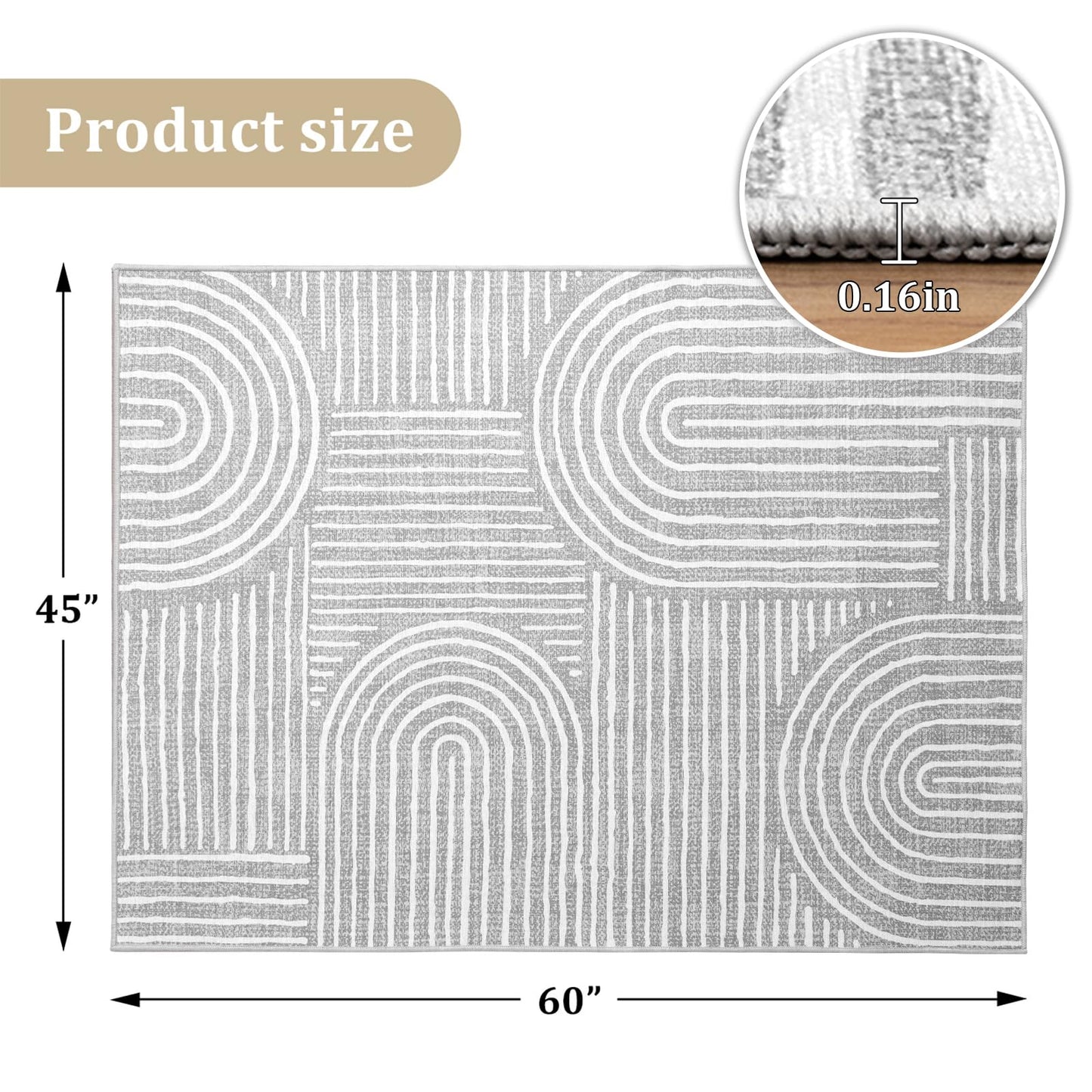 Office Chair Mat for Hardwood Floor, 60"x45" Easy Glide Computer Desk Mat Protector for Rolling Chair Under Desk Rug Nonslip Backing, Machine Wash, (Modern)