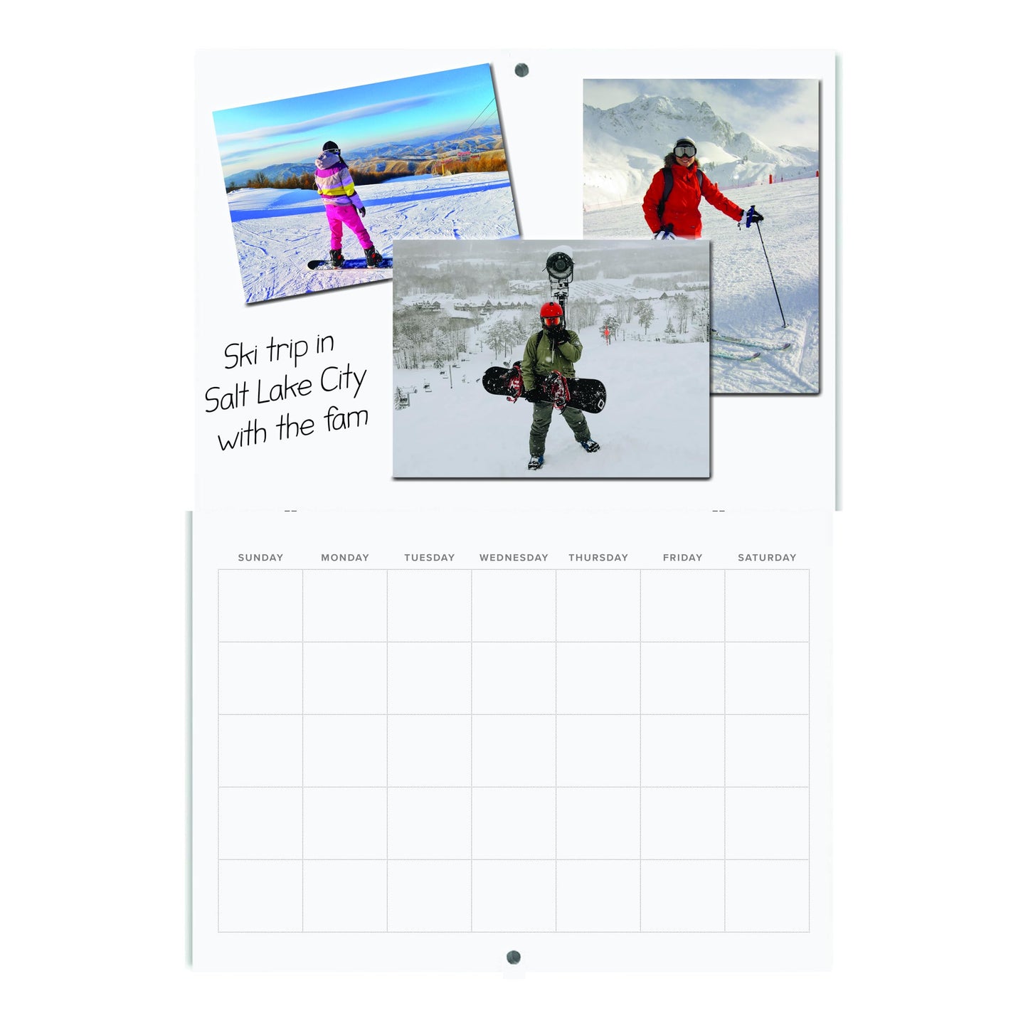 Reskid Blank Scrapbook Wall Calendar - 5-Pack - Cardstock Cover - Undated, 12" x 9" Closed, 18" Open Size, Large Bookstore-Quality, Stapled Hanging Monthly Calendar for Kitchen & Office - Premium DIY Creative Organizer, Art Gallery, and Planner with Gener