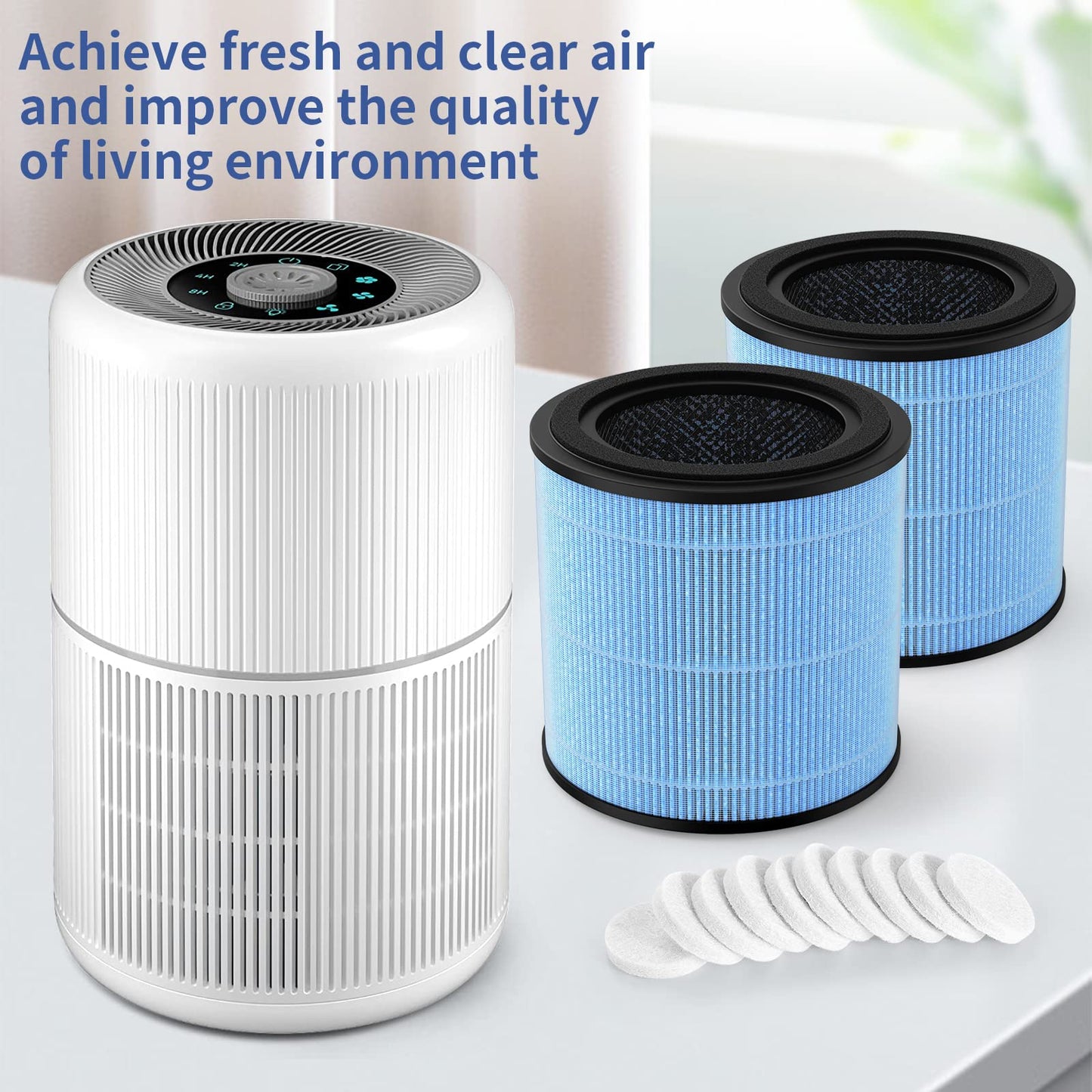 GoKBNY 4-Pack AP0601 Replacement Filter Compatible with AIRTOK AP0601 Air Purifier, Part # AP0601-RF, with Aromatherapy Tablets