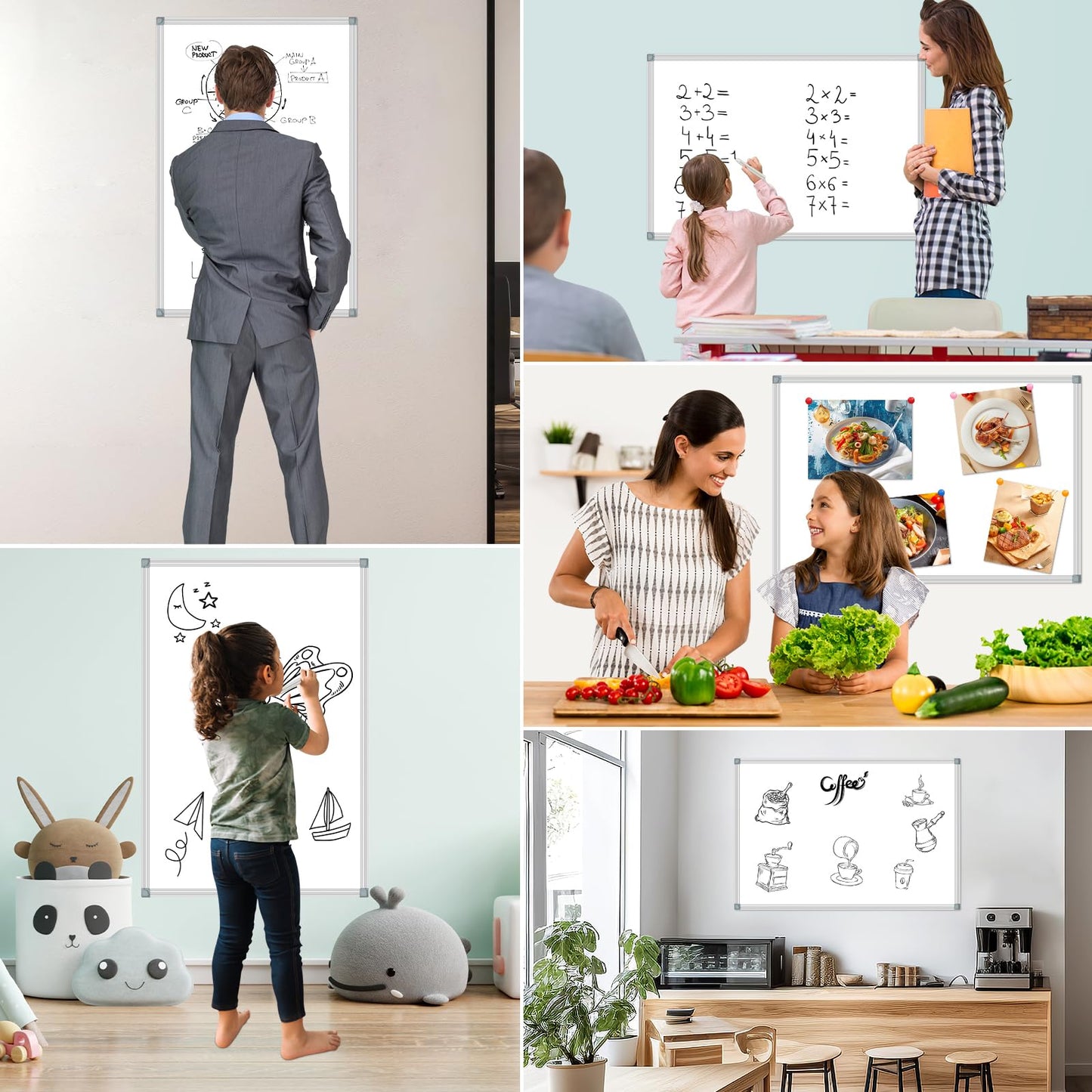 White Board Dry Erase Whiteboard for Wall 36" x 24" Aluminum Presentation Magnetic Whiteboards with Long Pen Tray, 12 Magnets, 3 Markers & 1 Eraser