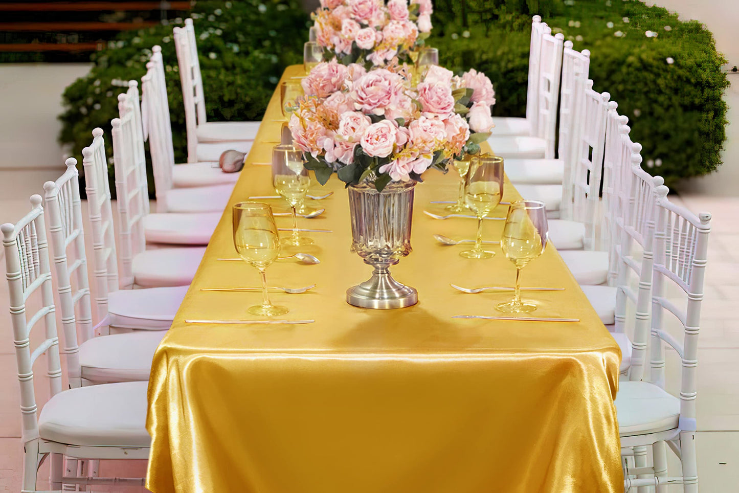 12 Pack Satin Polyester Tablecloth Rectangle Table Cloth Bright Silk Tablecloth Smooth Fabric for Wedding Banquet Party Events Birthday Celebration Anniversary Engagement Table Decor(57"x108",Gold)