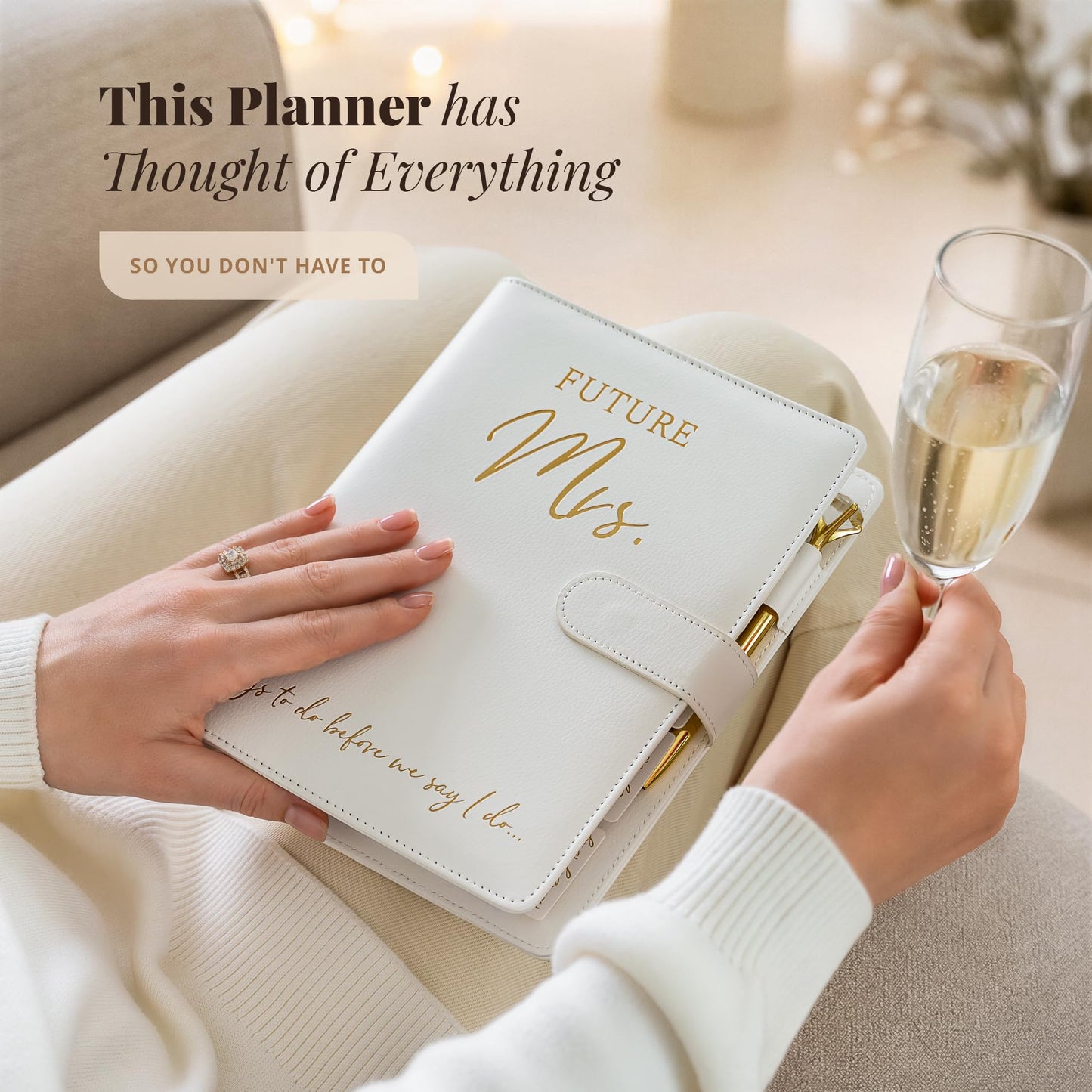Wedding Planner Book and Organizer - Faux Leather 'Future Mrs' Wedding Planning Book and Organizer I Wedding Binder with Pen & Bookmark. Includes Bridal Countdown Calendar I Designed in USA