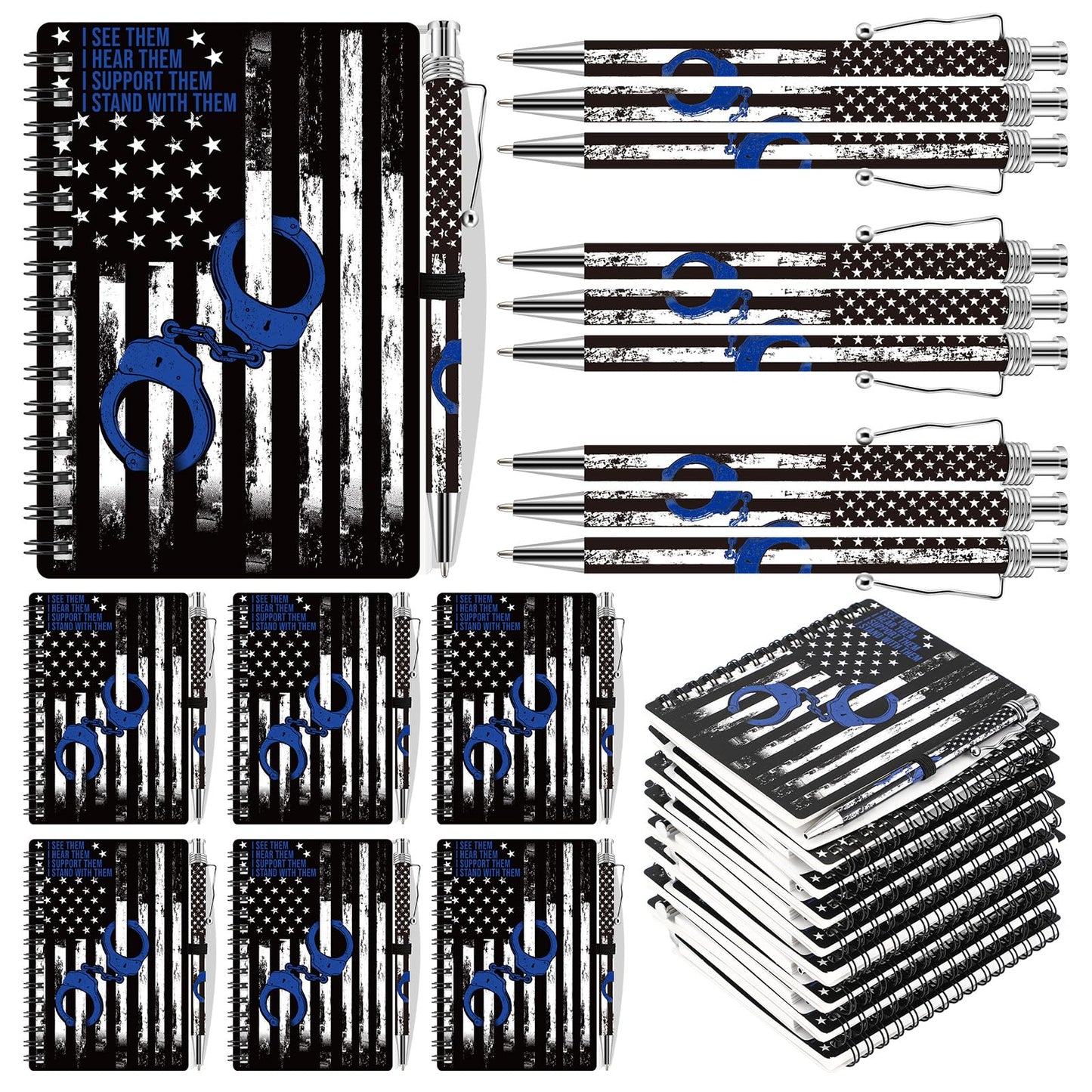Tinlade 30 Set Police Gifts Bulk Police Academy Graduation Party Favors Notebook and Ballpoint Pen Law Enforcement Appreciation for Graduate Policeman Retirement Correctional Officer Men Sheriff