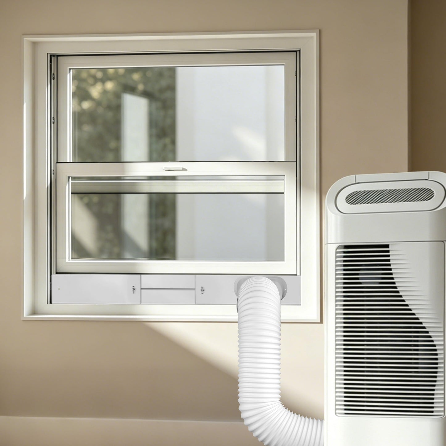 ForeverShine Portable Air Conditioner Window Vent Kit – Adjustable AC Window Kit Fits Sliding Horizontal & Vertical Windows, Includes 5.9” Exhaust Hose