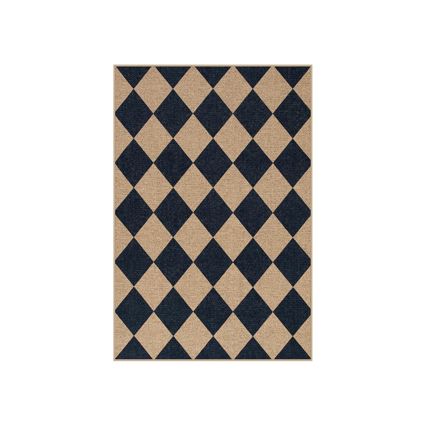Lahome Colette Checkered Easy Jute Kitchen Rug, 2x3 Front Door Mat Non Slip Washable Neutral Area Rug, Farmhouse Diamond Non Shedding Low Pile Floor Carpet for Entryway Porch Doorway